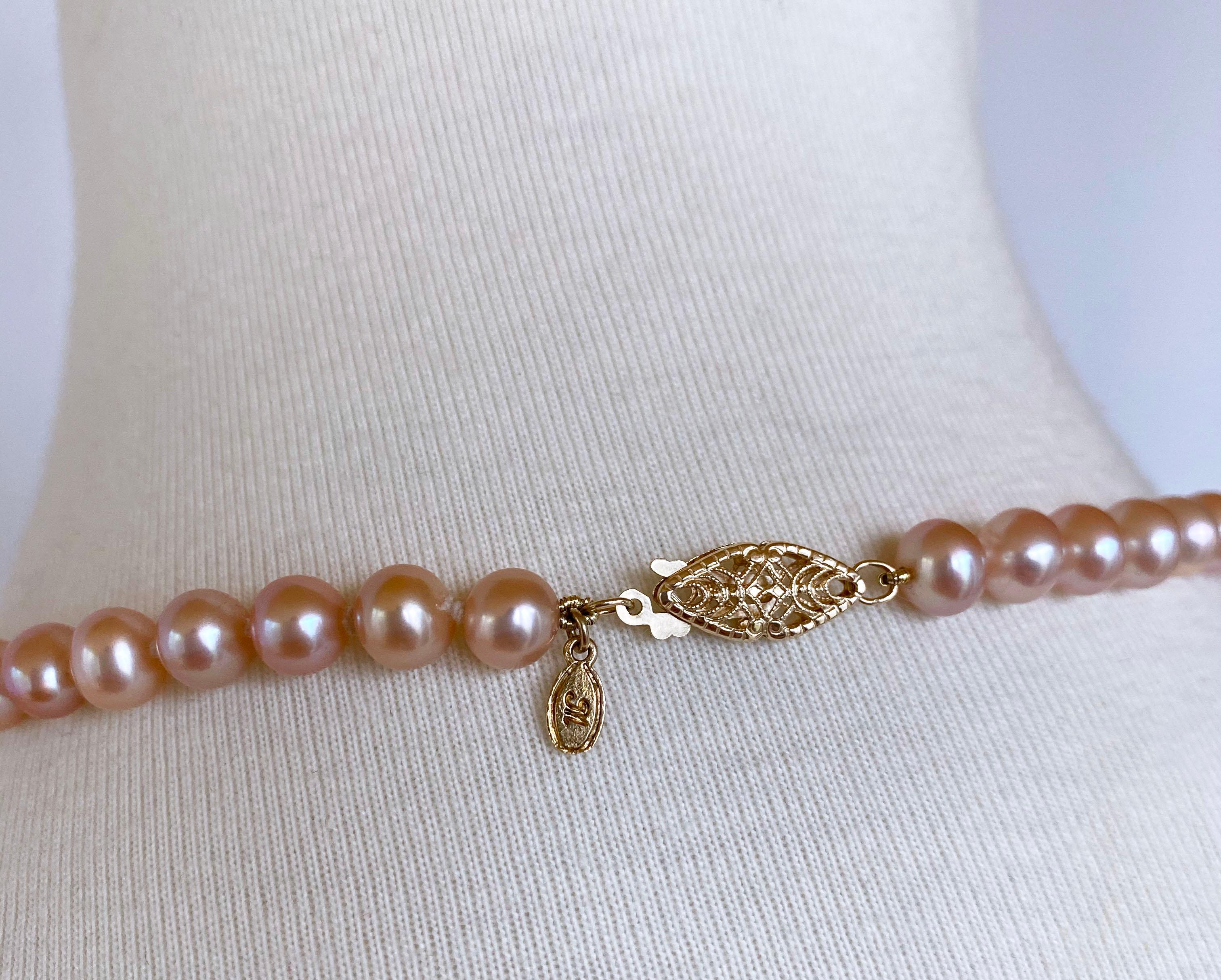 Marina J. Rosa Perlenkette mit filigranem Verschluss aus 14k Gelbgold (Kunsthandwerker*in) im Angebot