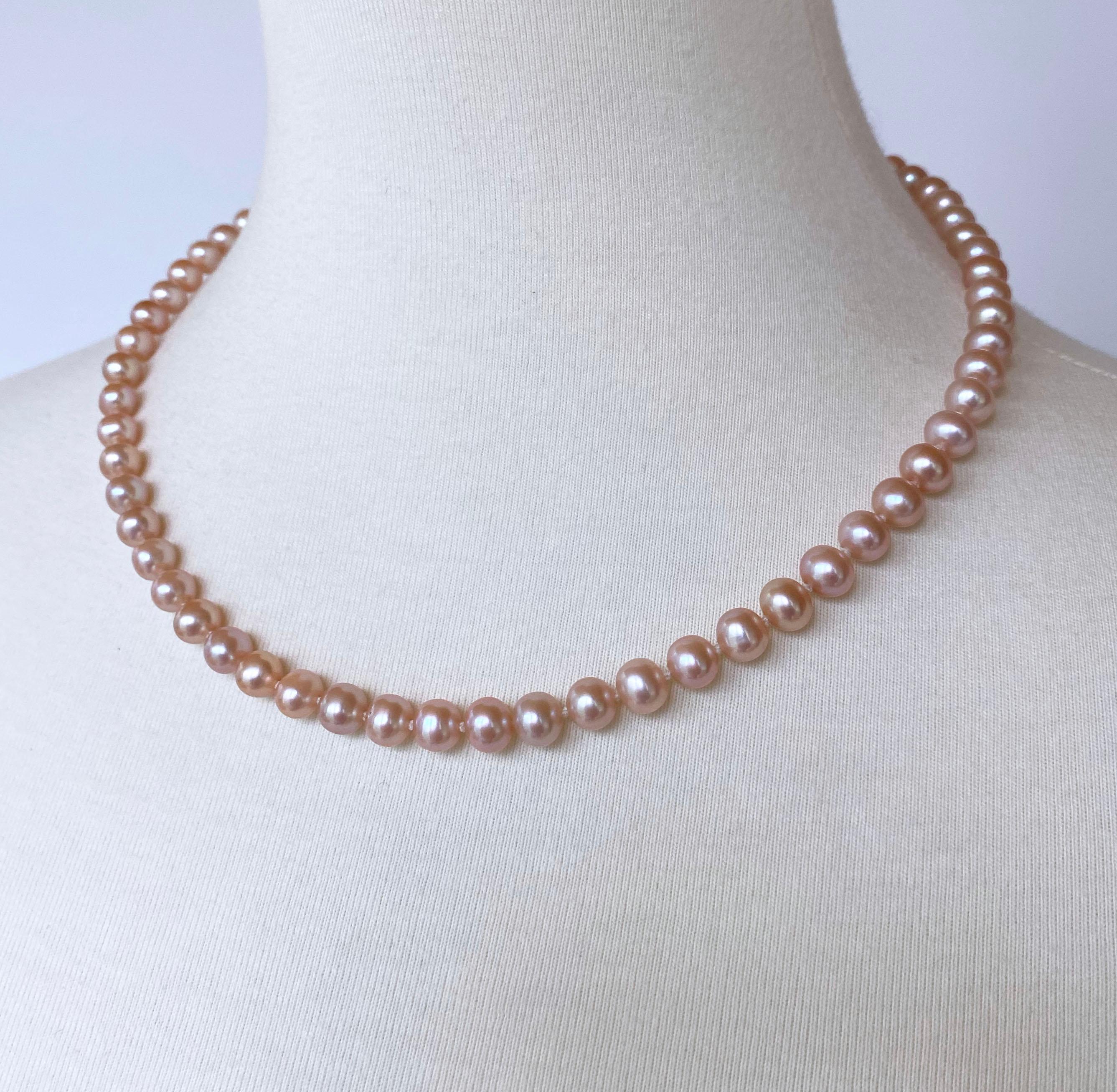 Marina J. Pink Pearl Necklace with 14k Yellow Gold Filigree Clasp In New Condition For Sale In Los Angeles, CA