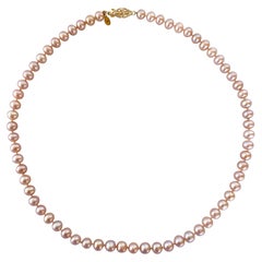 Marina J. Collar de perlas rosas con cierre de filigrana de oro amarillo de 14k