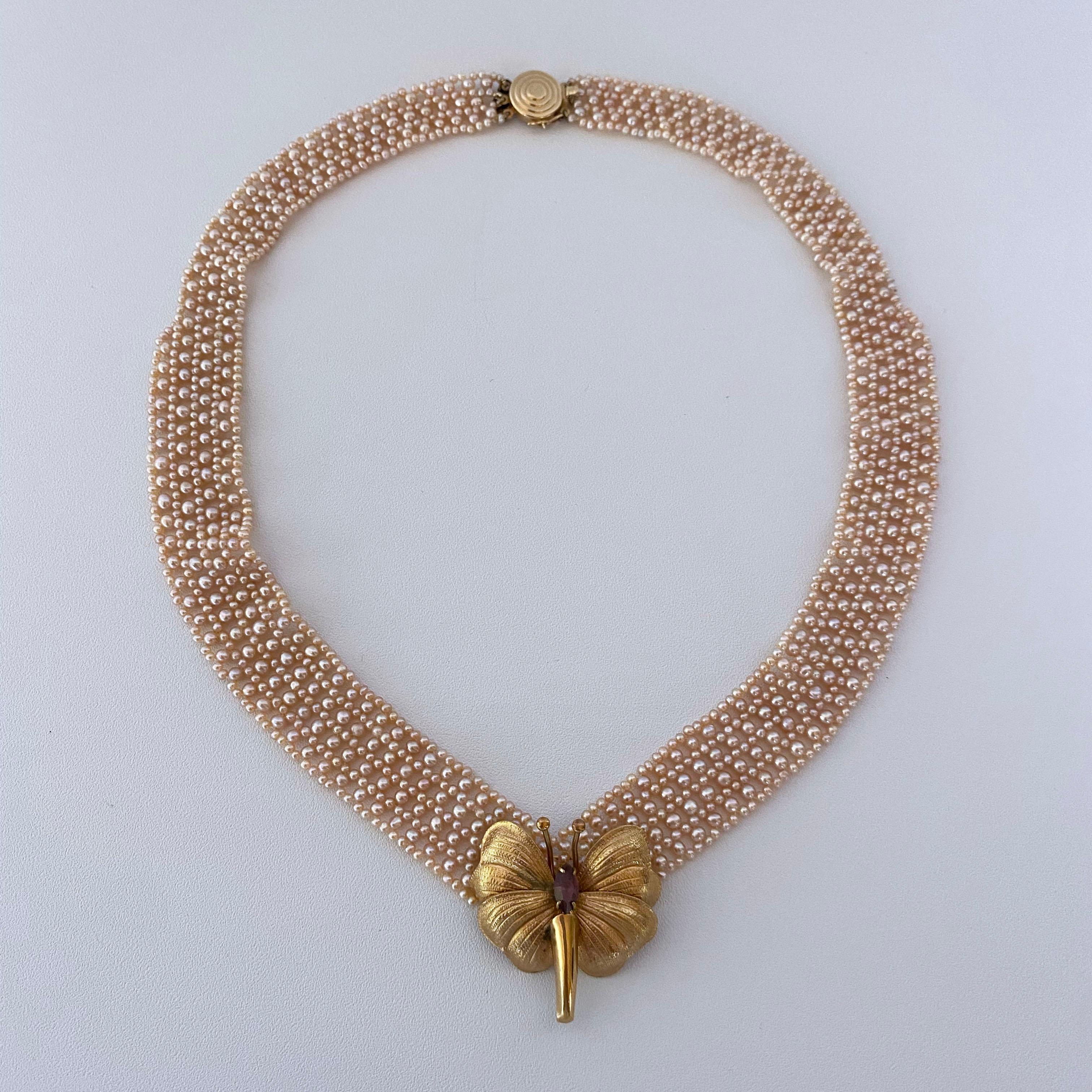Marina J. Pink Pearl Woven 'V' Necklace with 14k Gold Clasp and Vintage ...