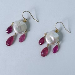 Marina J. Pink Sapphire, Pearl & 14k Gold Chandelier Earrings