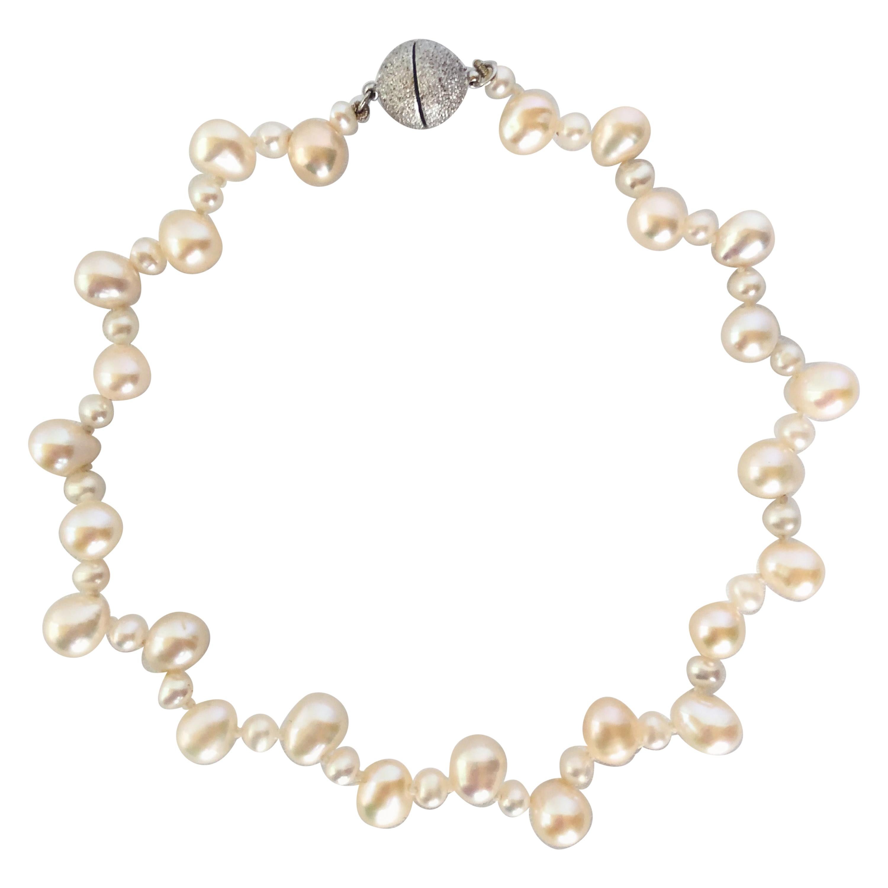 Marina J. Real Pearl Pet Necklace/Collar with Silver Magnetic Ball Clasp