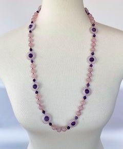 Marina J. Rose Quartz & Amethyst Necklace with Gold-Plated Toggle Clasp