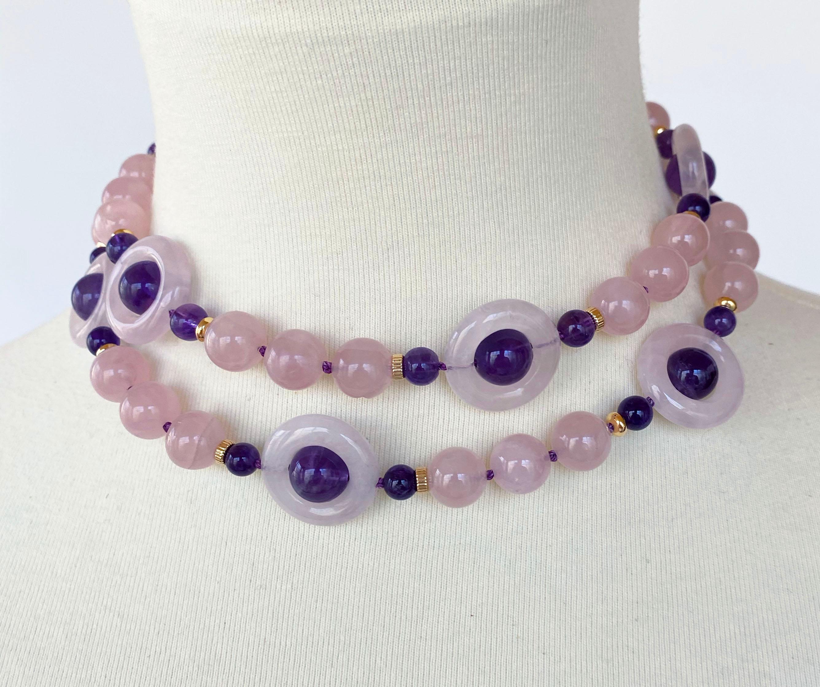 rose quartz and amethyst necklace