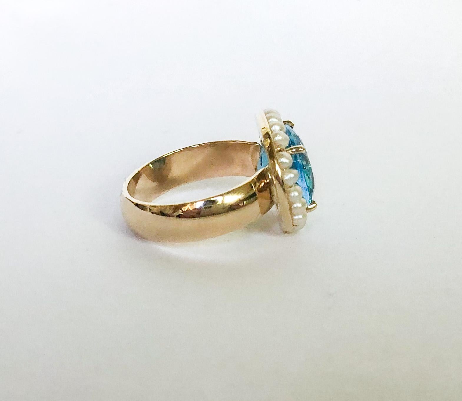 blue topaz and pearl ring