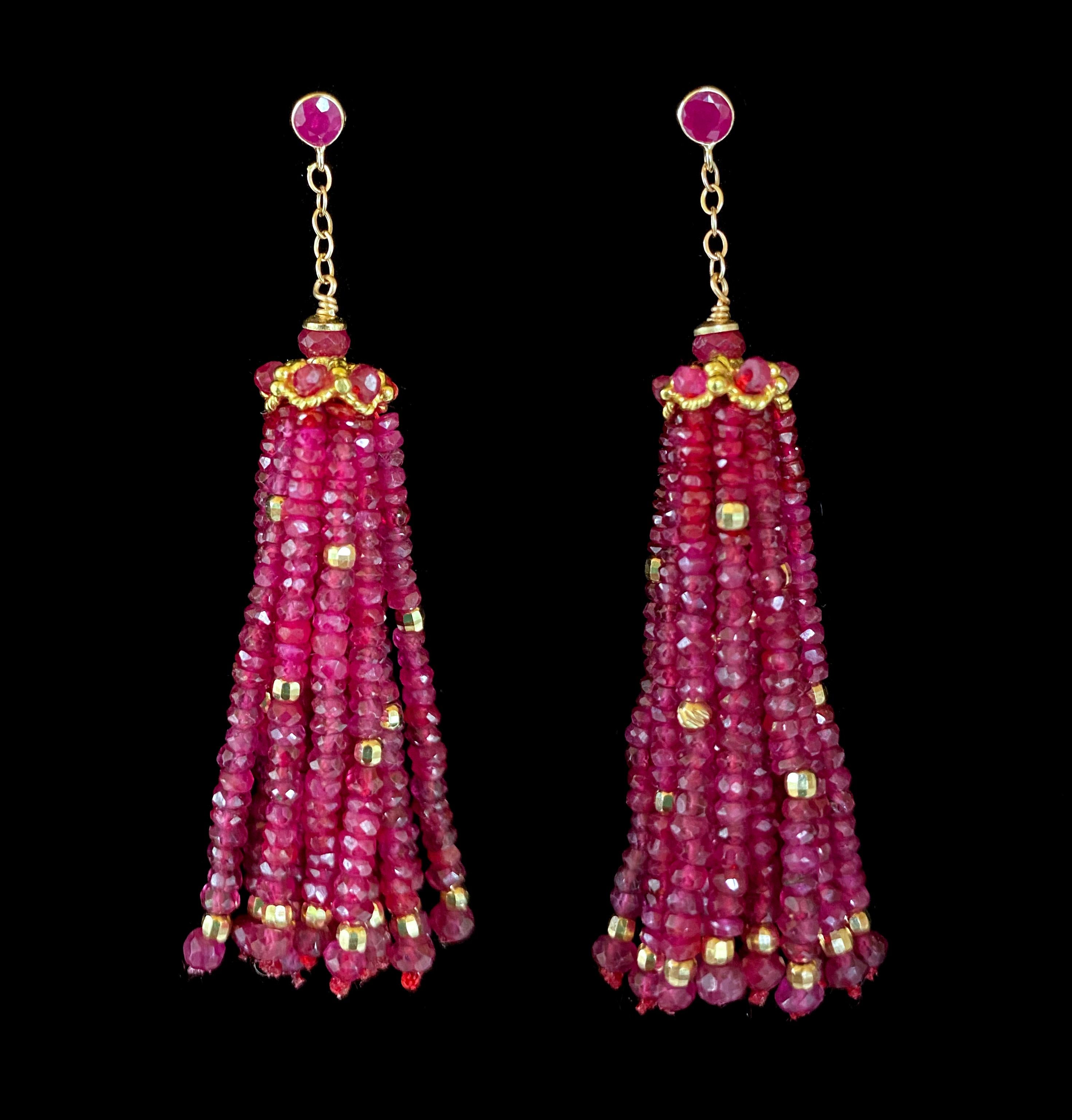 Marina J. Solid 14k Yellow Gold and Faceted Ruby Earrings In New Condition For Sale In Los Angeles, CA