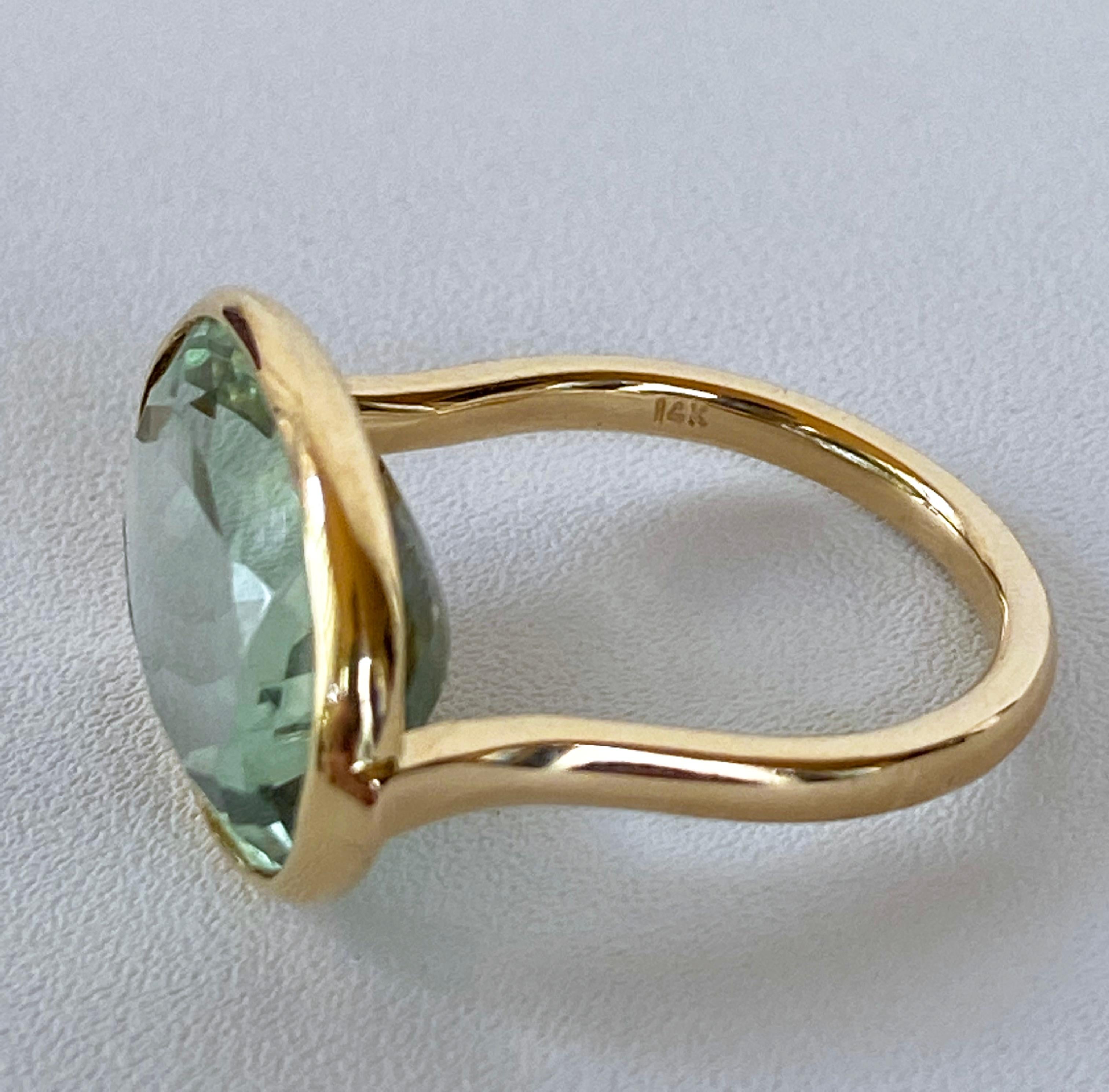 Oval Cut Marina J. Solid 14k Yellow Gold and Green Amethyst Ring