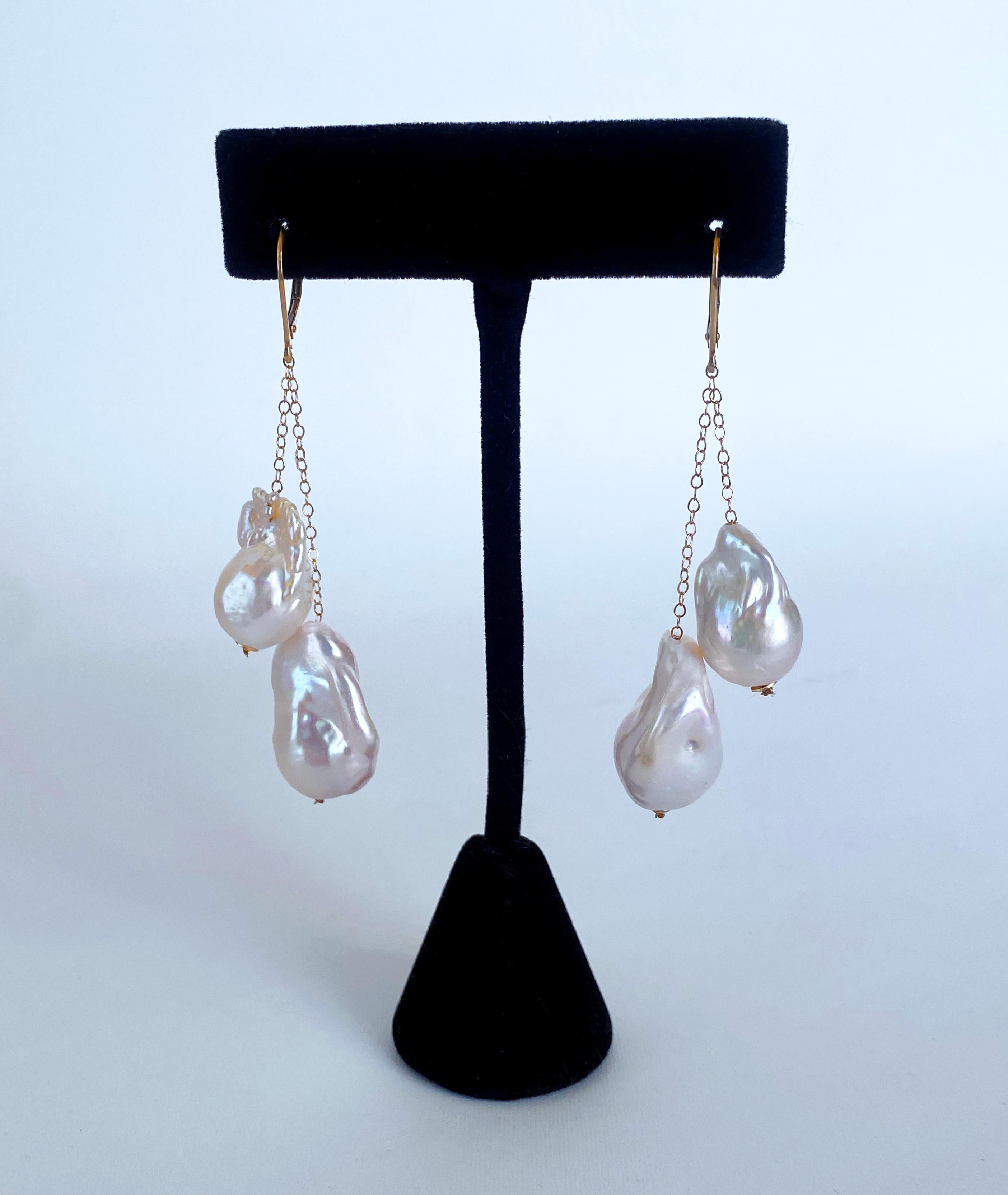 leverback pearl earrings 14k