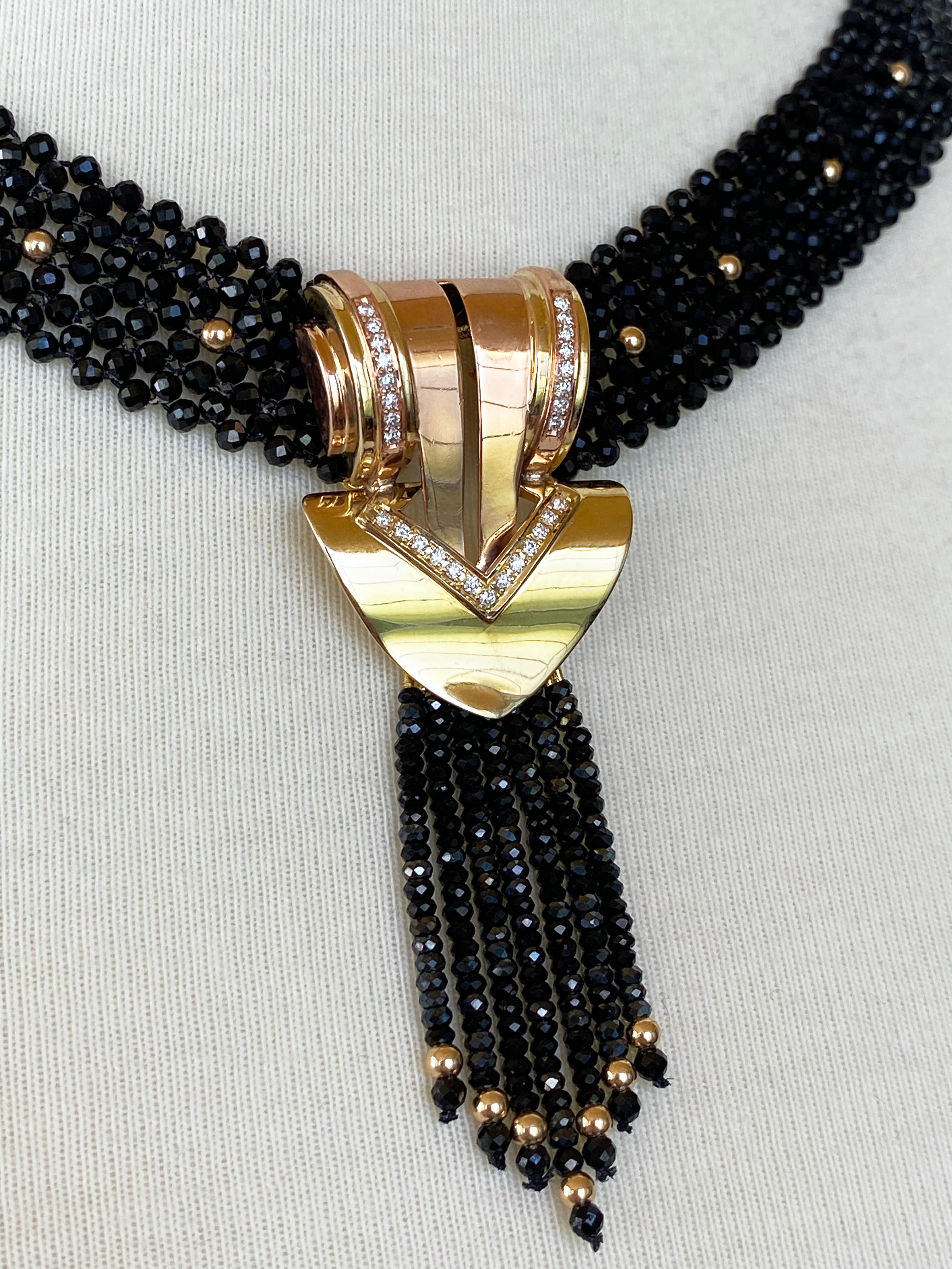 Cushion Cut Marina J. Stunning Diamond, Black Onyx & Solid 14k Yellow Gold Necklace