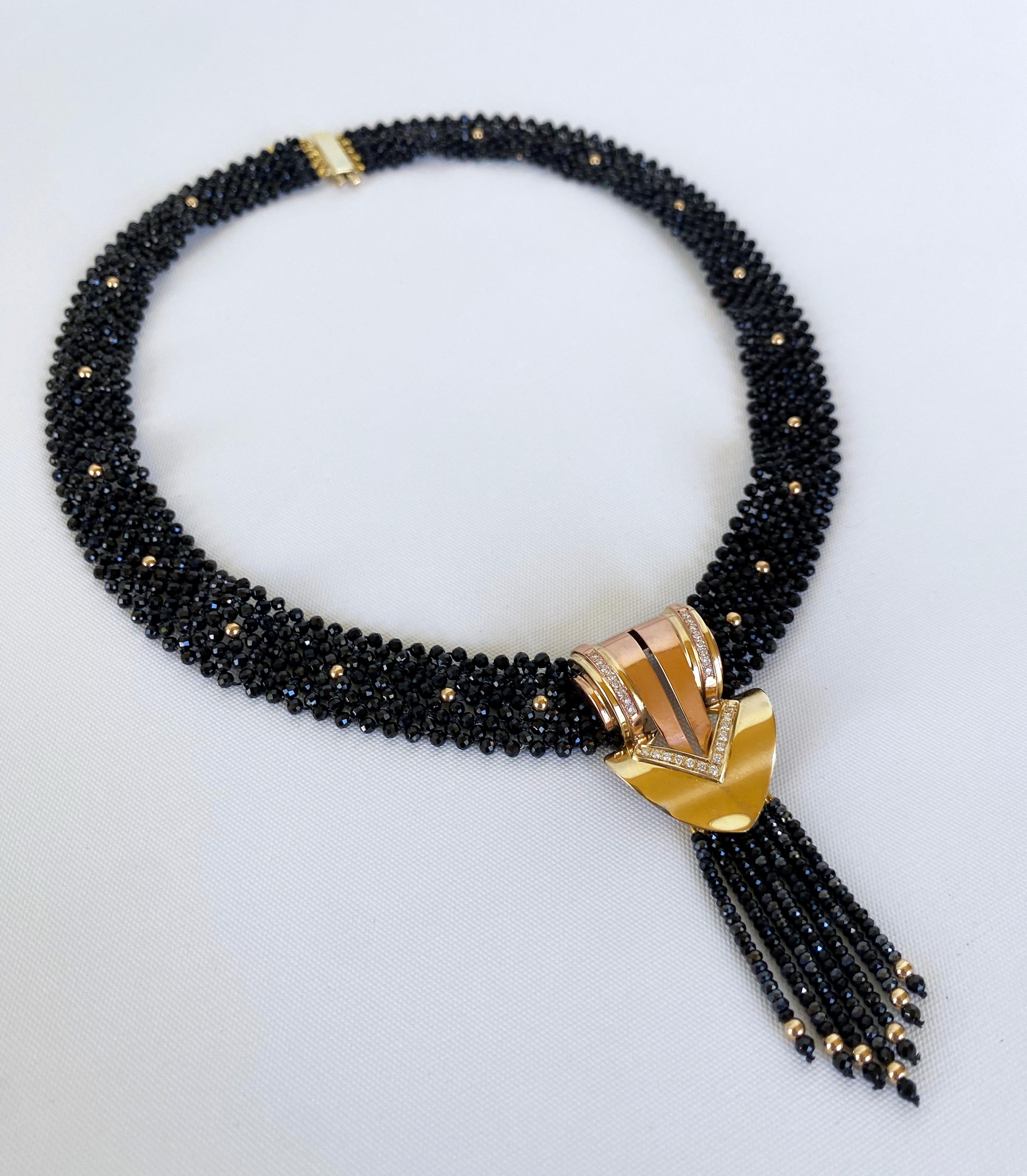 Marina J. Stunning Diamond, Black Onyx & Solid 14k Yellow Gold Necklace In New Condition In Los Angeles, CA