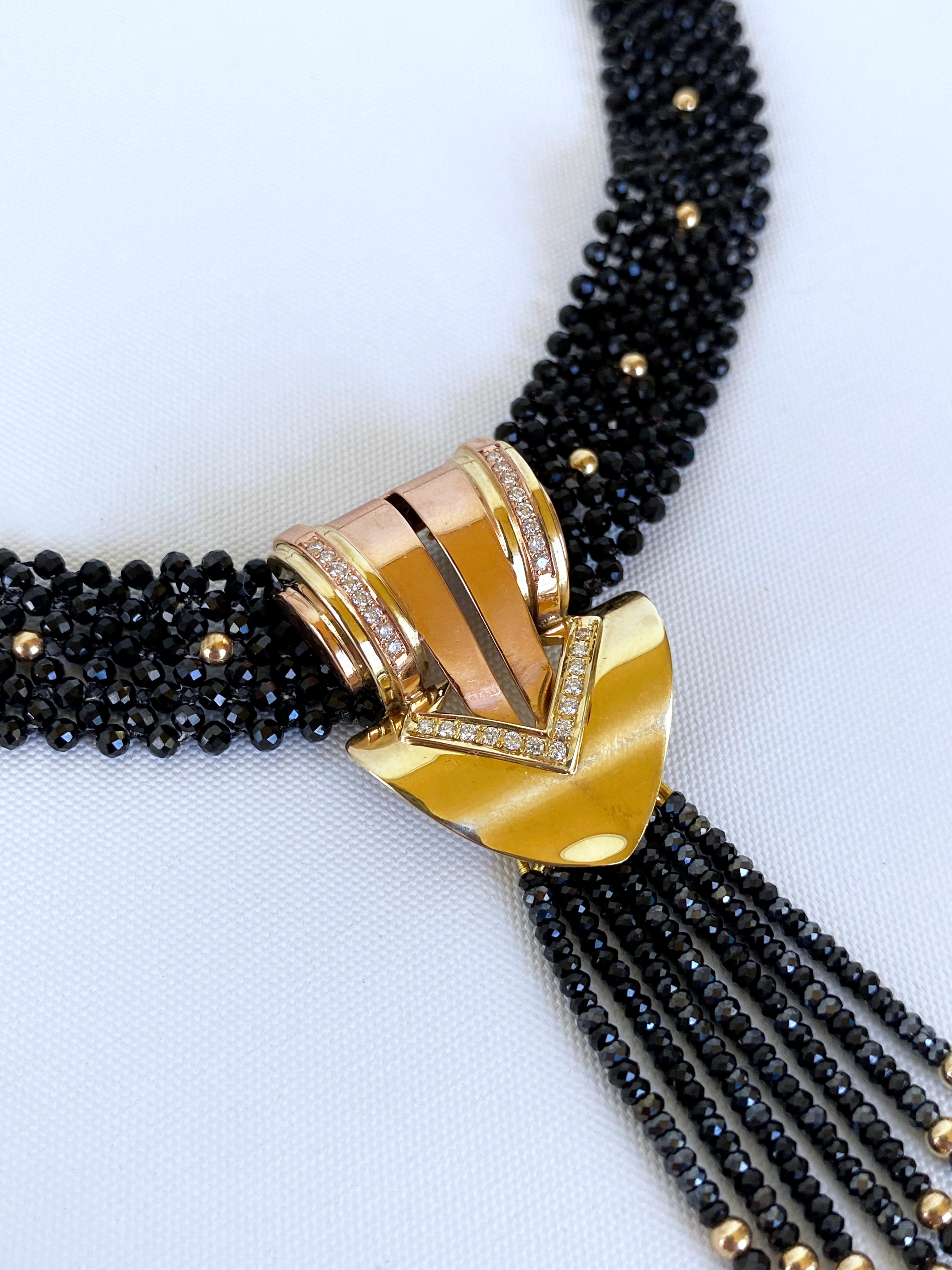 Women's Marina J. Stunning Diamond, Black Onyx & Solid 14k Yellow Gold Necklace