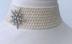 Marina J  Intricately Woven Seed Pearl Choker, Rhodium Plated Adjustable Clasp