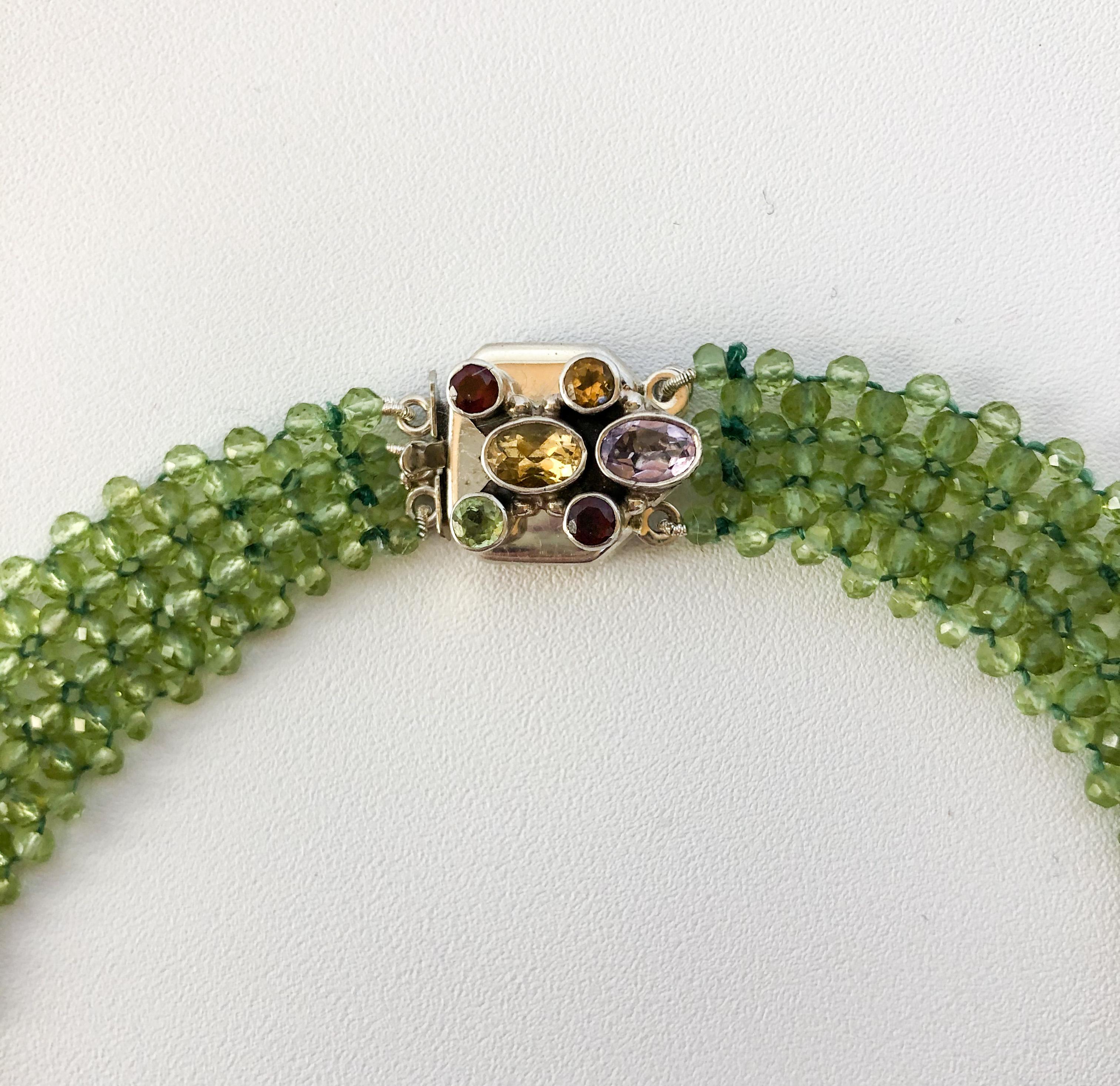Marina J. Stunning Woven Peridot and Garnet Necklace & Multicolored Centerpiece In New Condition In Los Angeles, CA