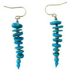 Marina J. Turquoise & Solid 14k Yellow Gold Tapered Earrings