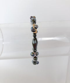 Marina J. Bracciale infinito unisex con perle nere, spinello nero e oro bianco 14 carati