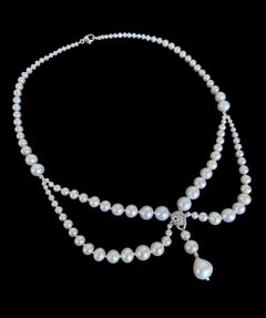 Marina J. Victorian Inspired Graduated Pearl Draped Necklace