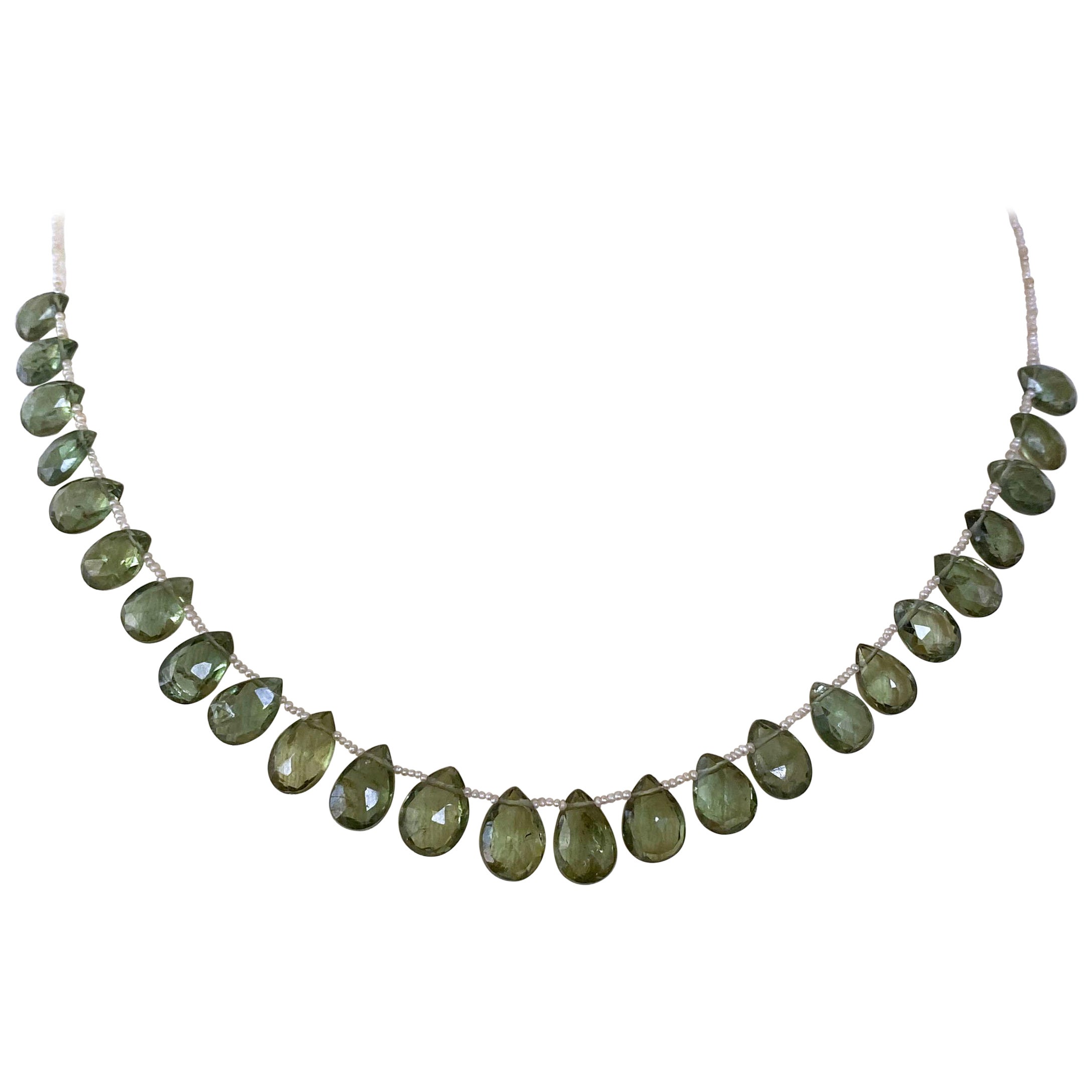 Marina J. Vintage Seed Pearl Necklace with Peridot and 14k Yellow Gold
