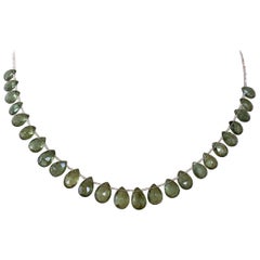 Marina J. Collar Vintage de Perlas de Siembra con Peridoto y Oro Amarillo de 14k