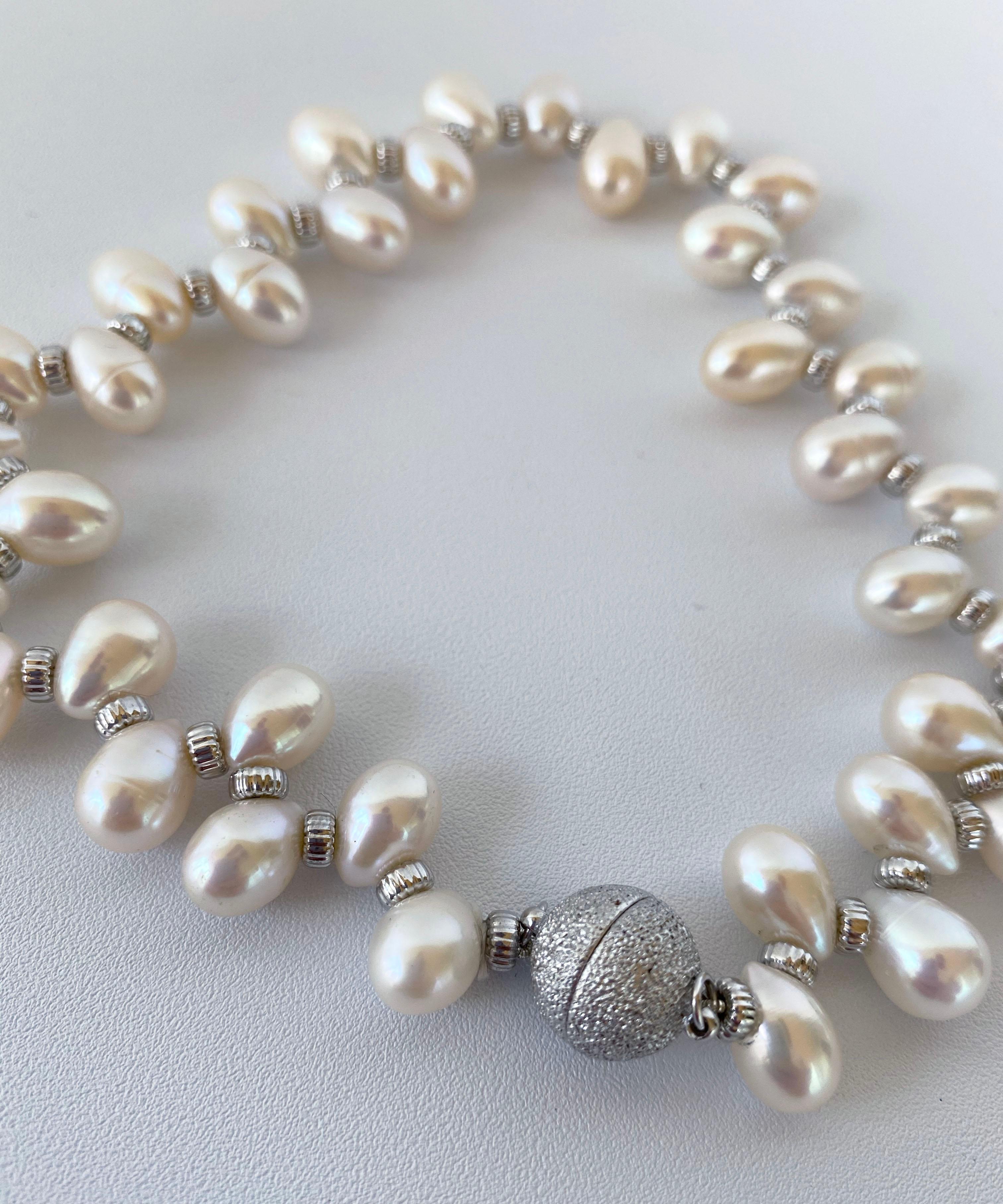 Artisan Marina J. White Teardrop Pearl Pet Necklace with Magnetic Clasp