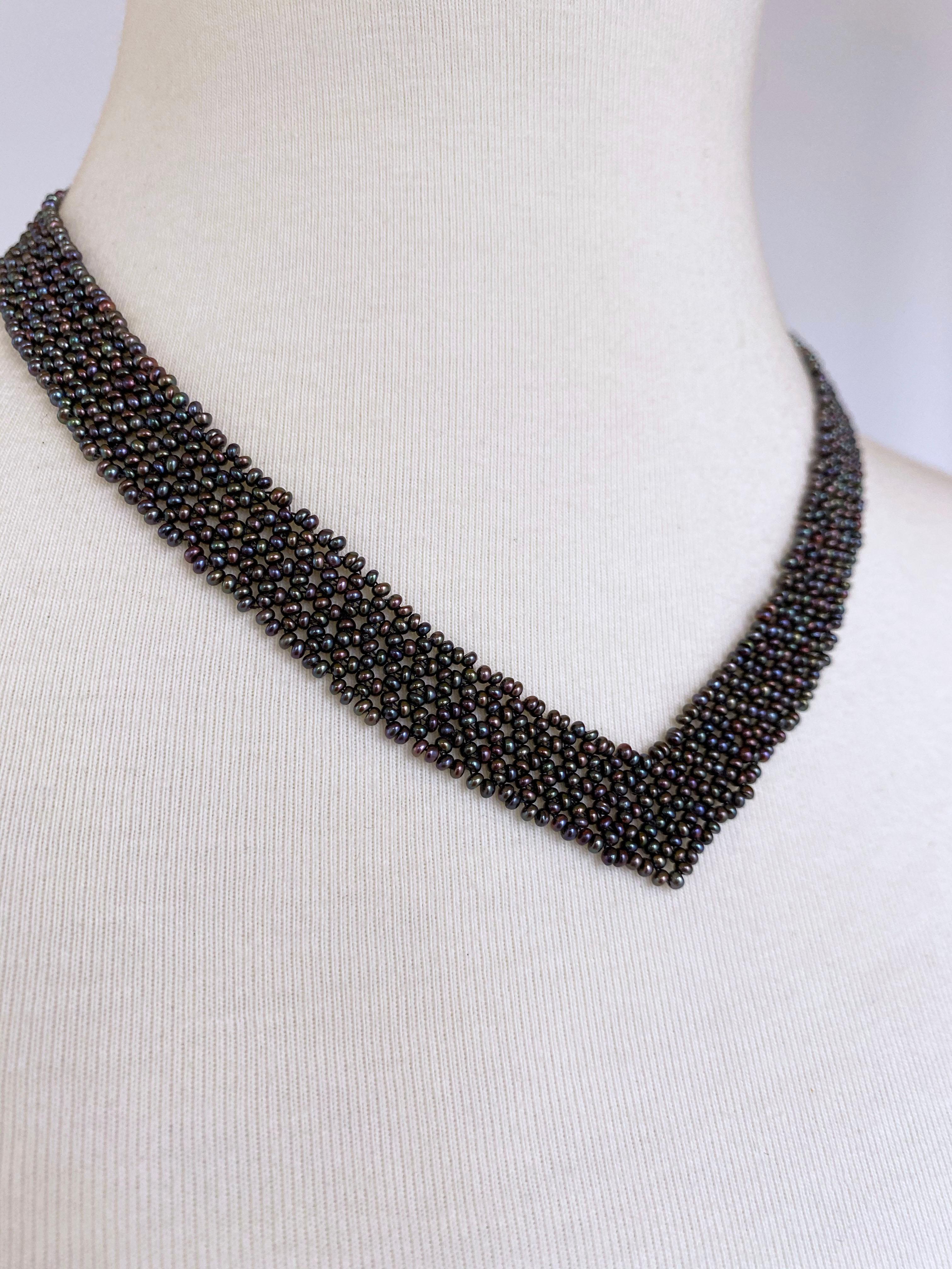 Women's Marina J Woven Black Seed Pearl 