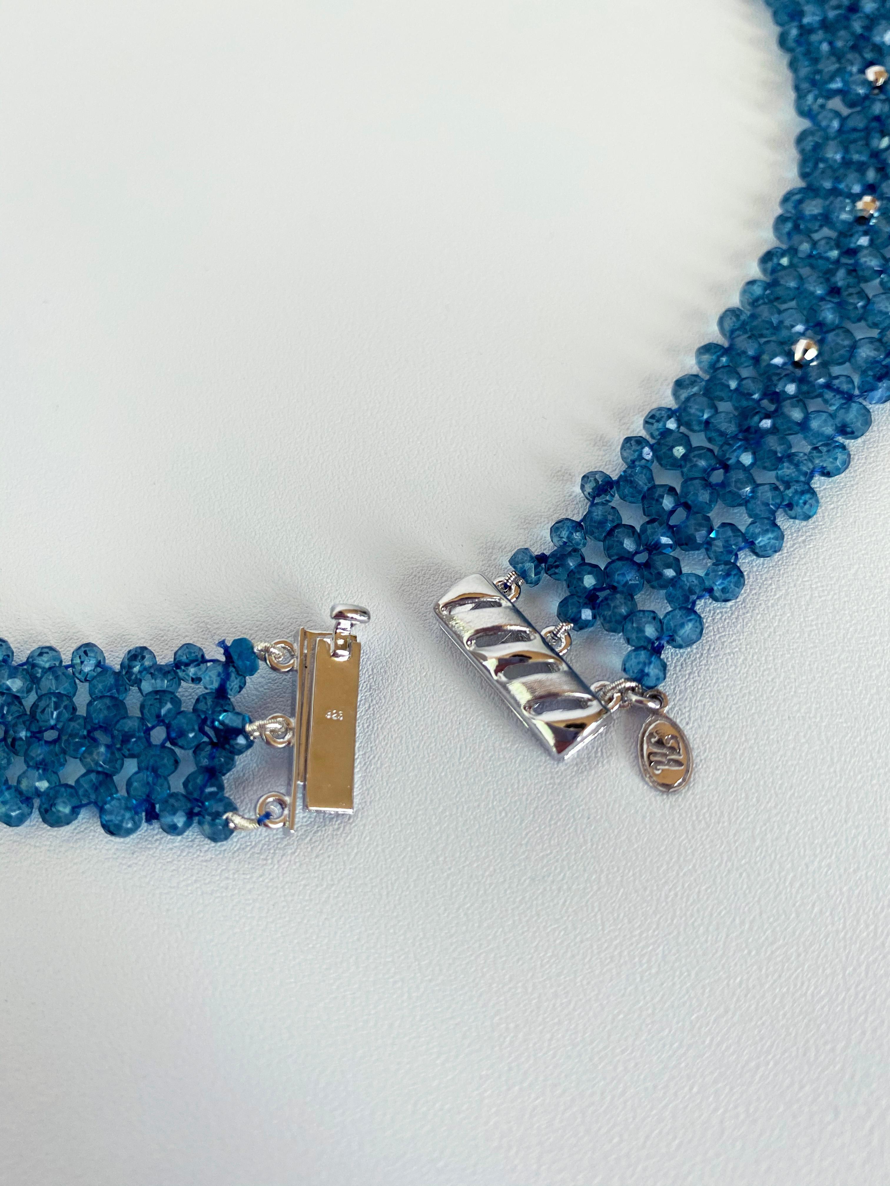Artisan Marina J Woven London Blue Topaz beaded necklace with faceted Briollettes 