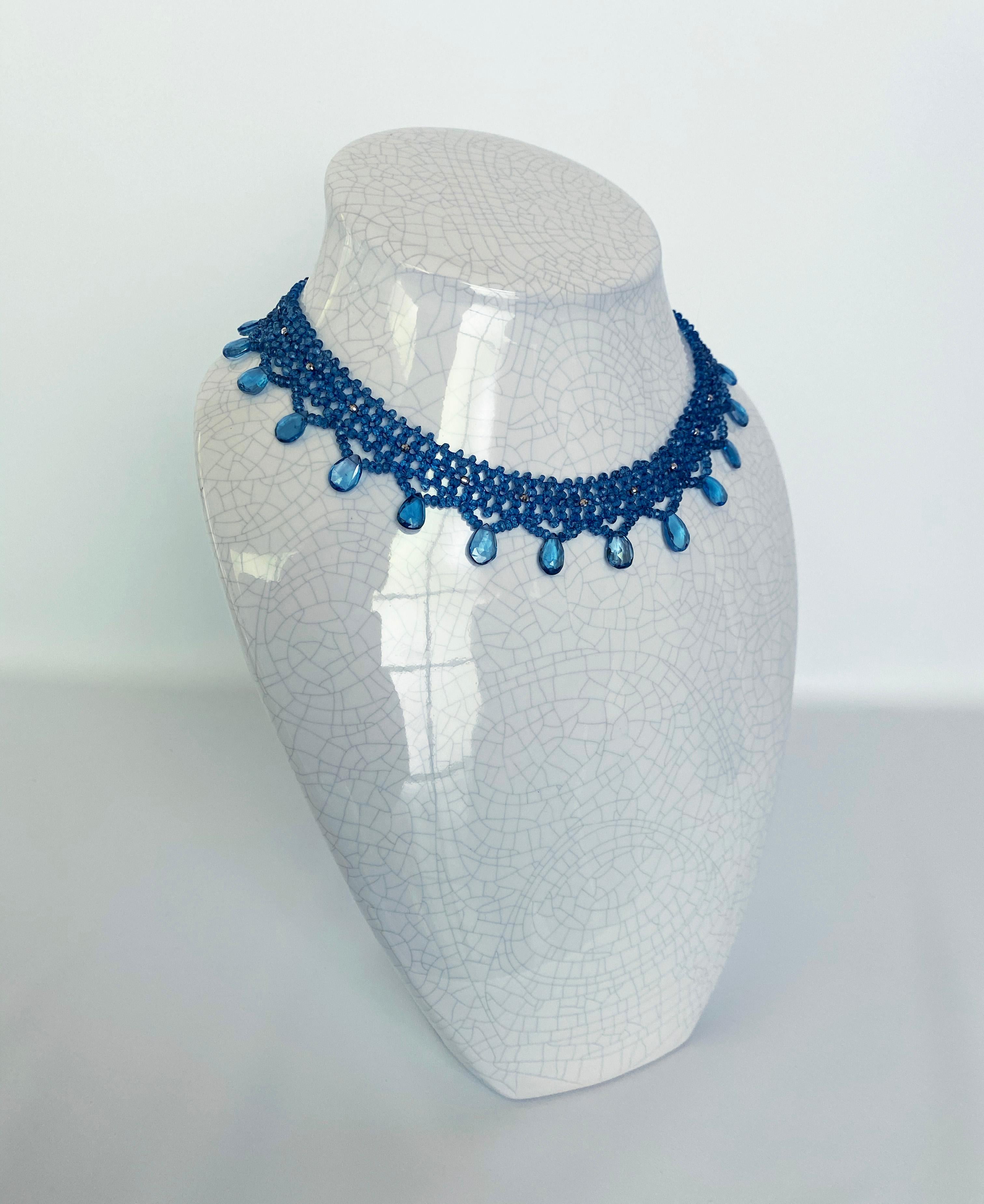 Bead Marina J Woven London Blue Topaz beaded necklace with faceted Briollettes 