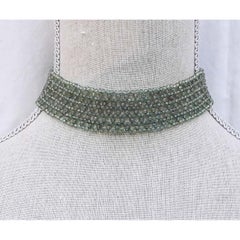 Marina J. Tour de cou en onyx vert tressé avec fermoir plaqué or 18k