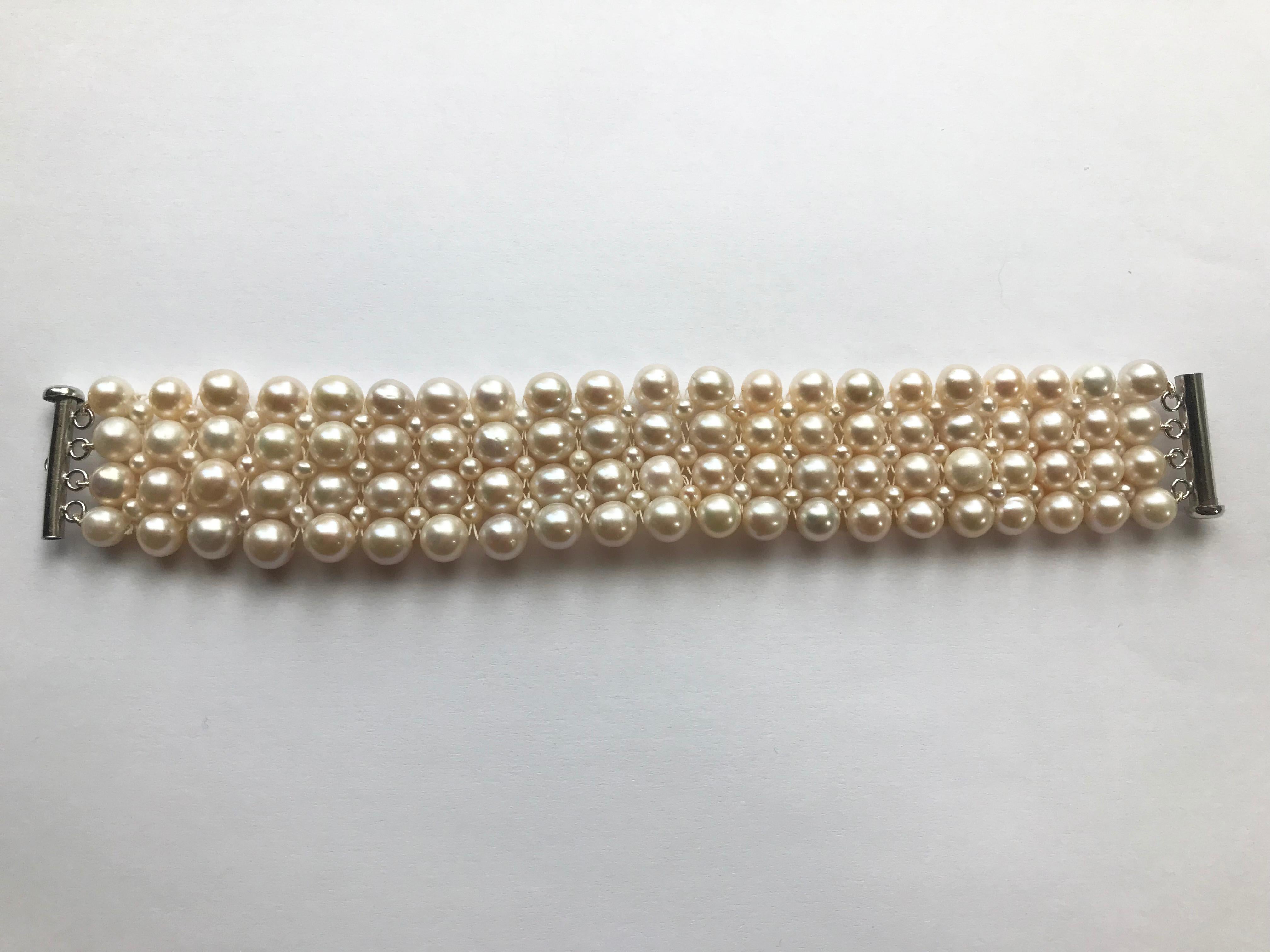 Marina J. Woven Pearl Bracelet with 14 Karat Yellow Gold-Plated Clasp For Sale 5