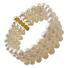 Marina J., gewebtes Perlenarmband mit vergoldeter Verschluss aus 14 Karat Gelbgold