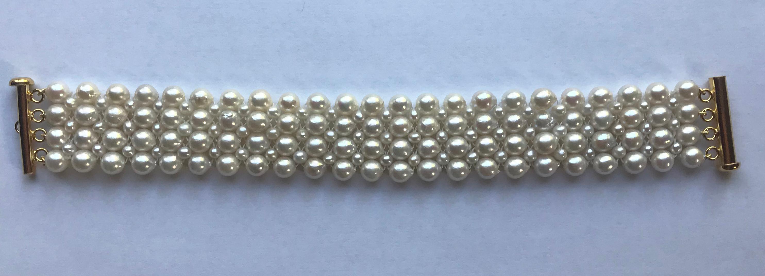 Marina J. Woven Pearl Bracelet with 14 Karat Yellow Gold Plated Clasp 4