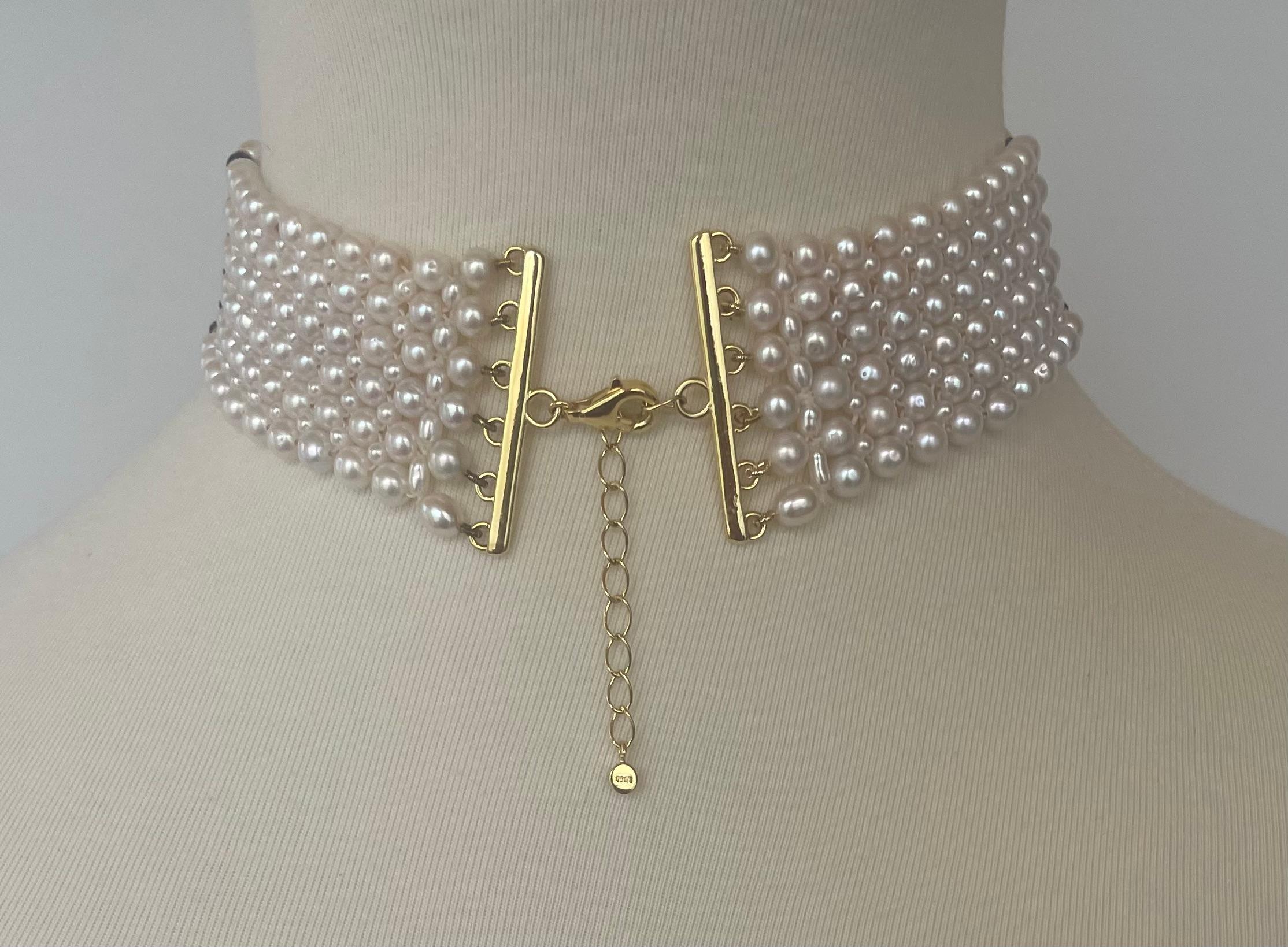 Marina J woven pearl choker with multi color semi precious beads   5