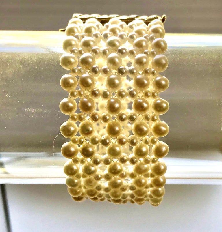 Marina J. Woven Pearl Cuff Bracelet with GoldPlated Sterling Silver