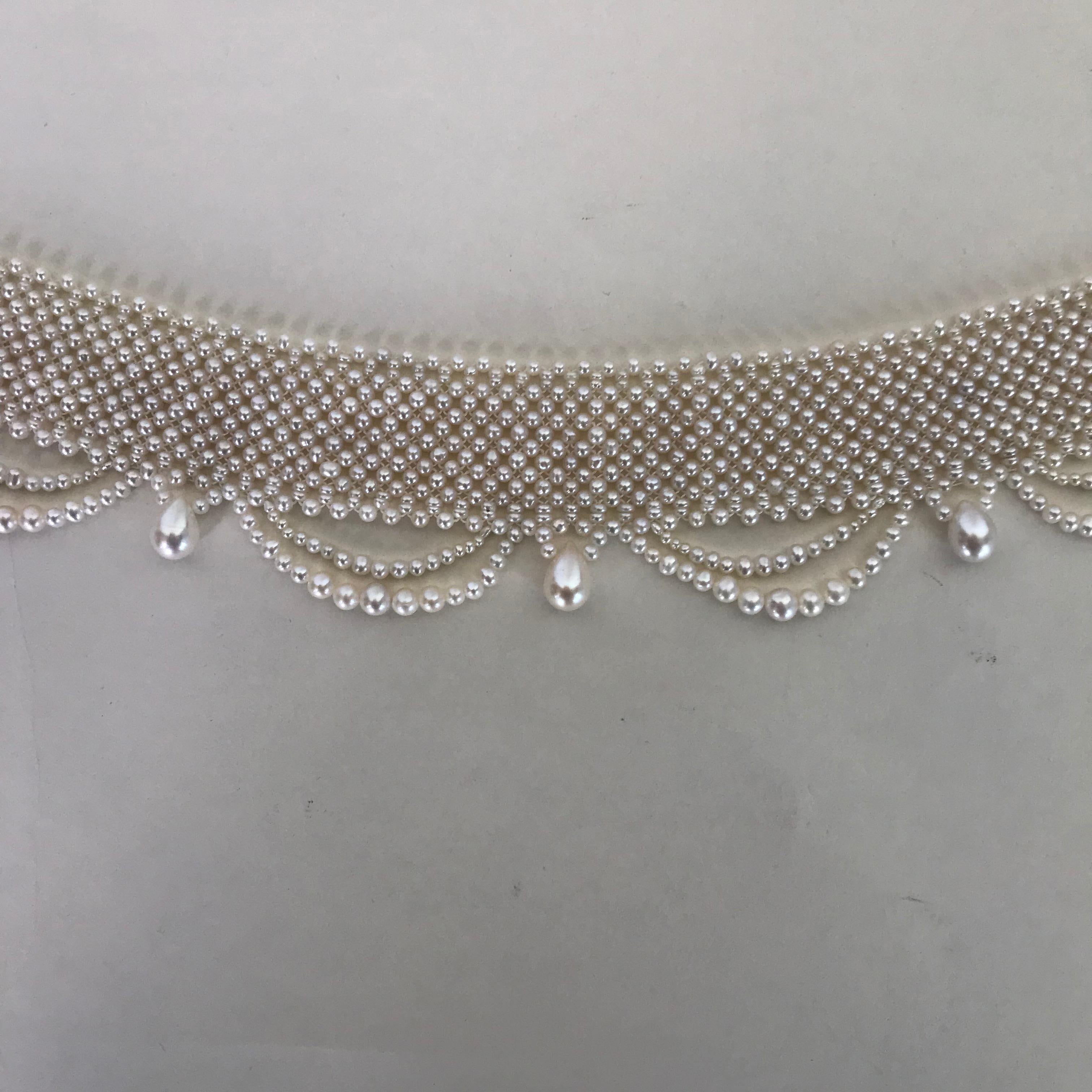 Marina J. Woven Pearl Draped Choker with Pearl drops and secure sliding clasp 2