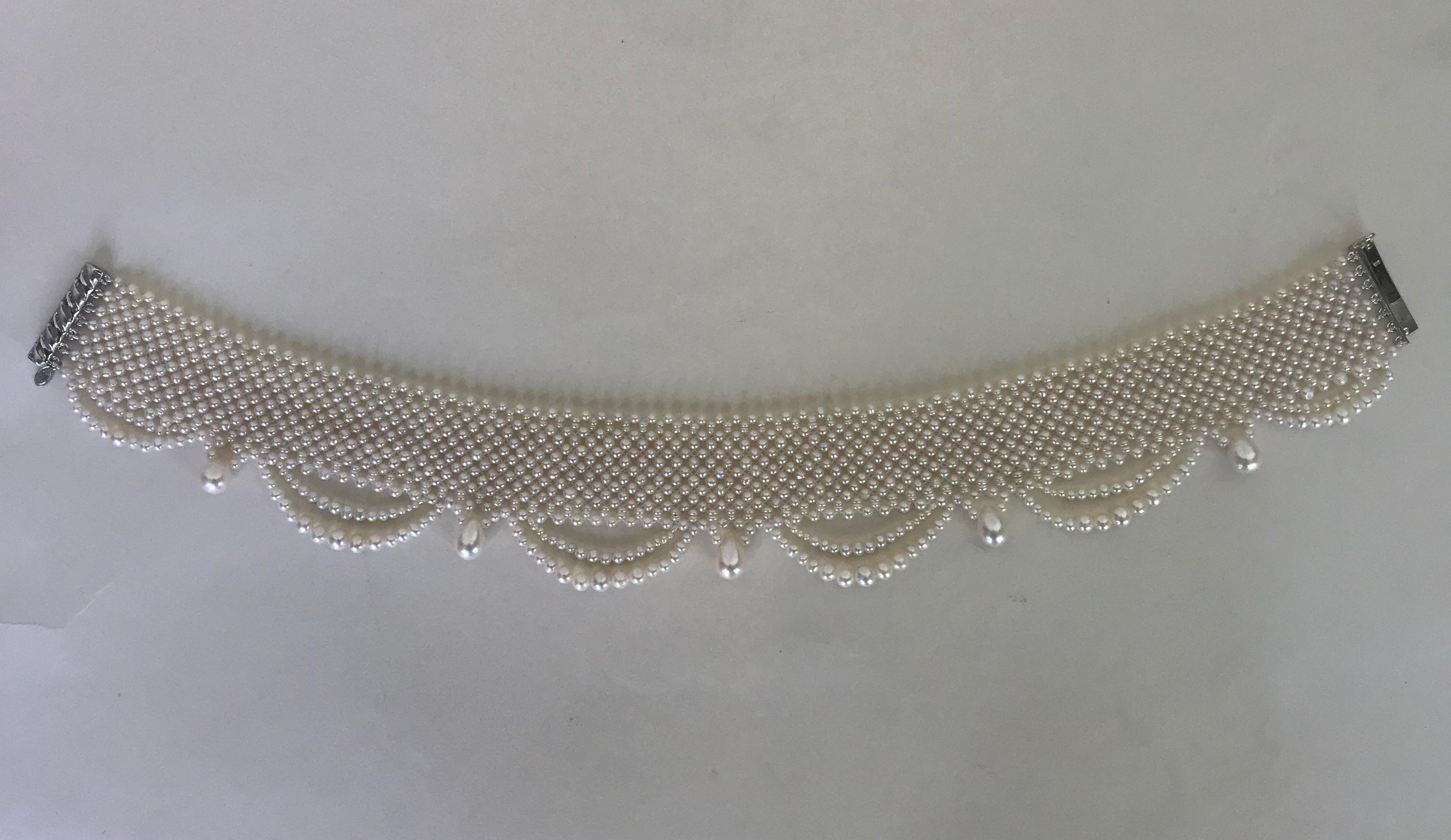 Marina J. Woven Pearl Draped Choker with Pearl drops and secure sliding clasp 3