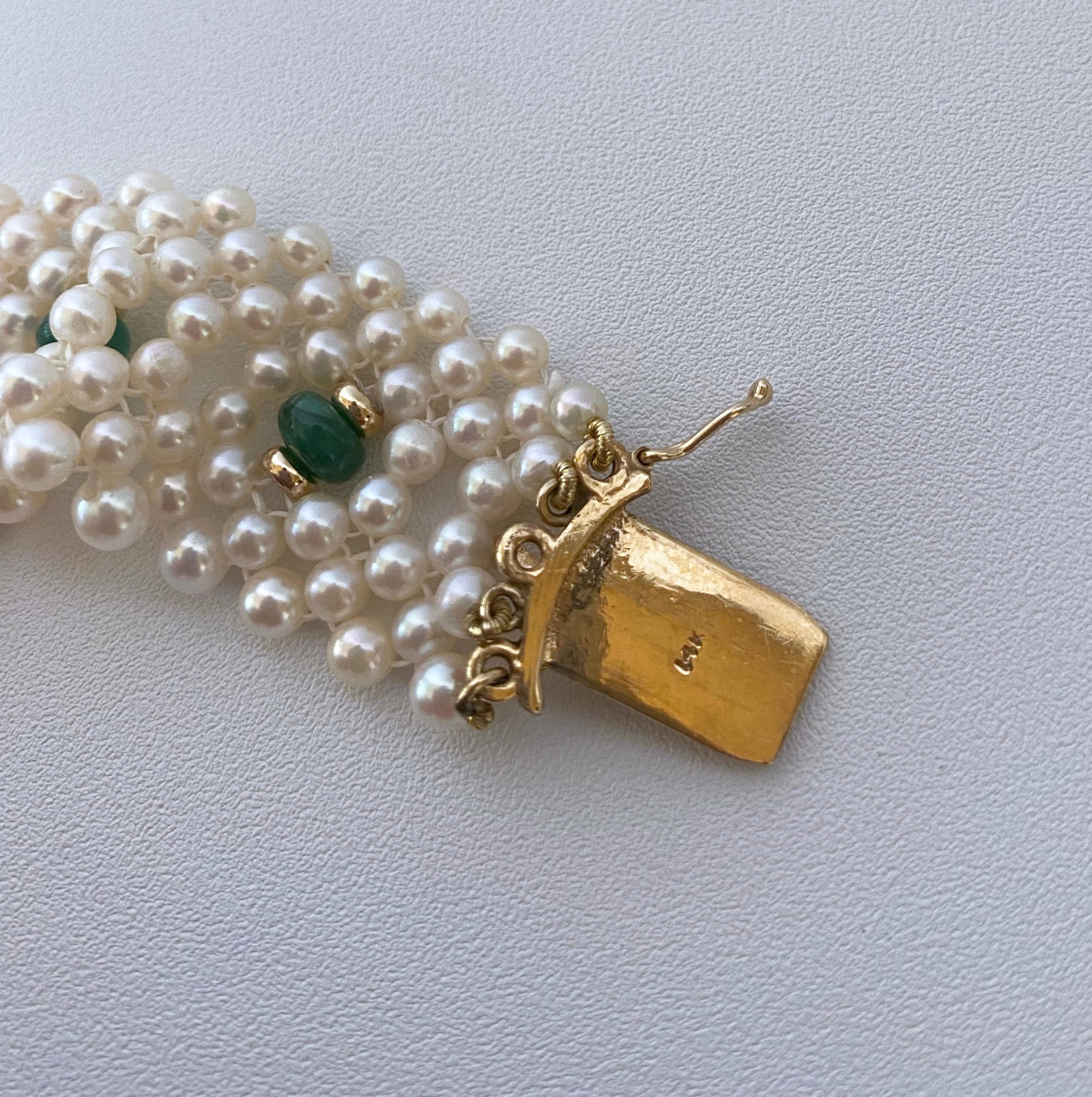 Marina J Gewebte Perle & Smaragd Unendlichkeitshalskette mit Vintage 14k Tafelaufsatz 1