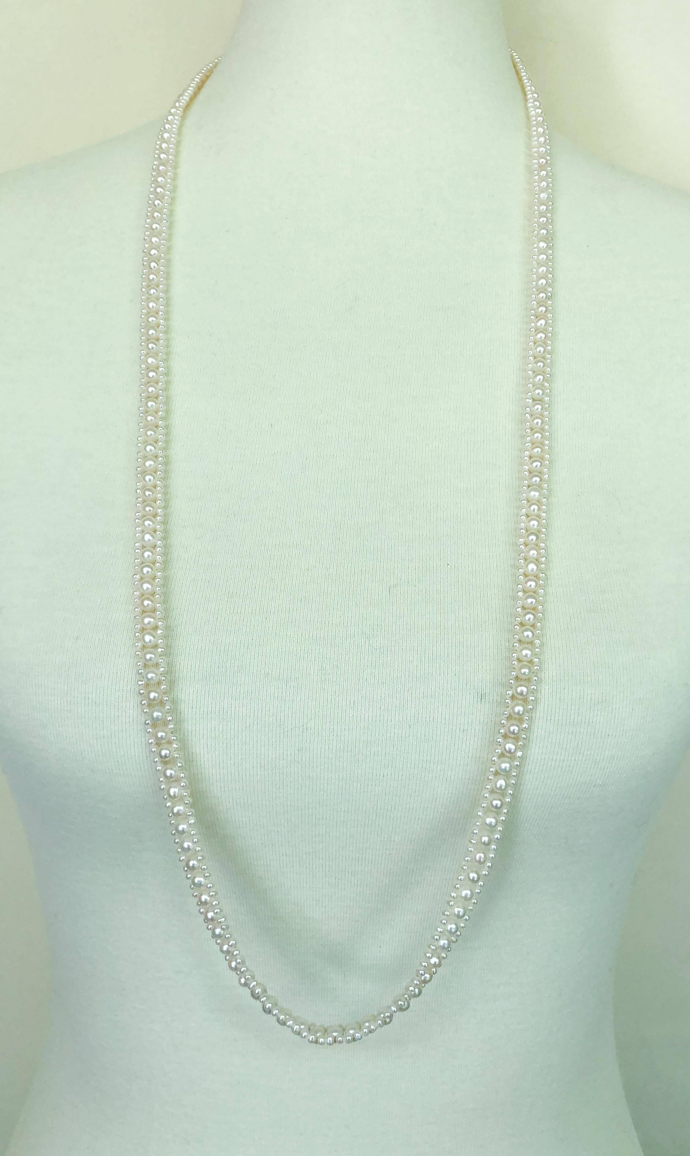 Marina J., gewebtes Perlen-Sautoir mit 14k Goldring und abnehmbarer Perlenquaste im Angebot 6