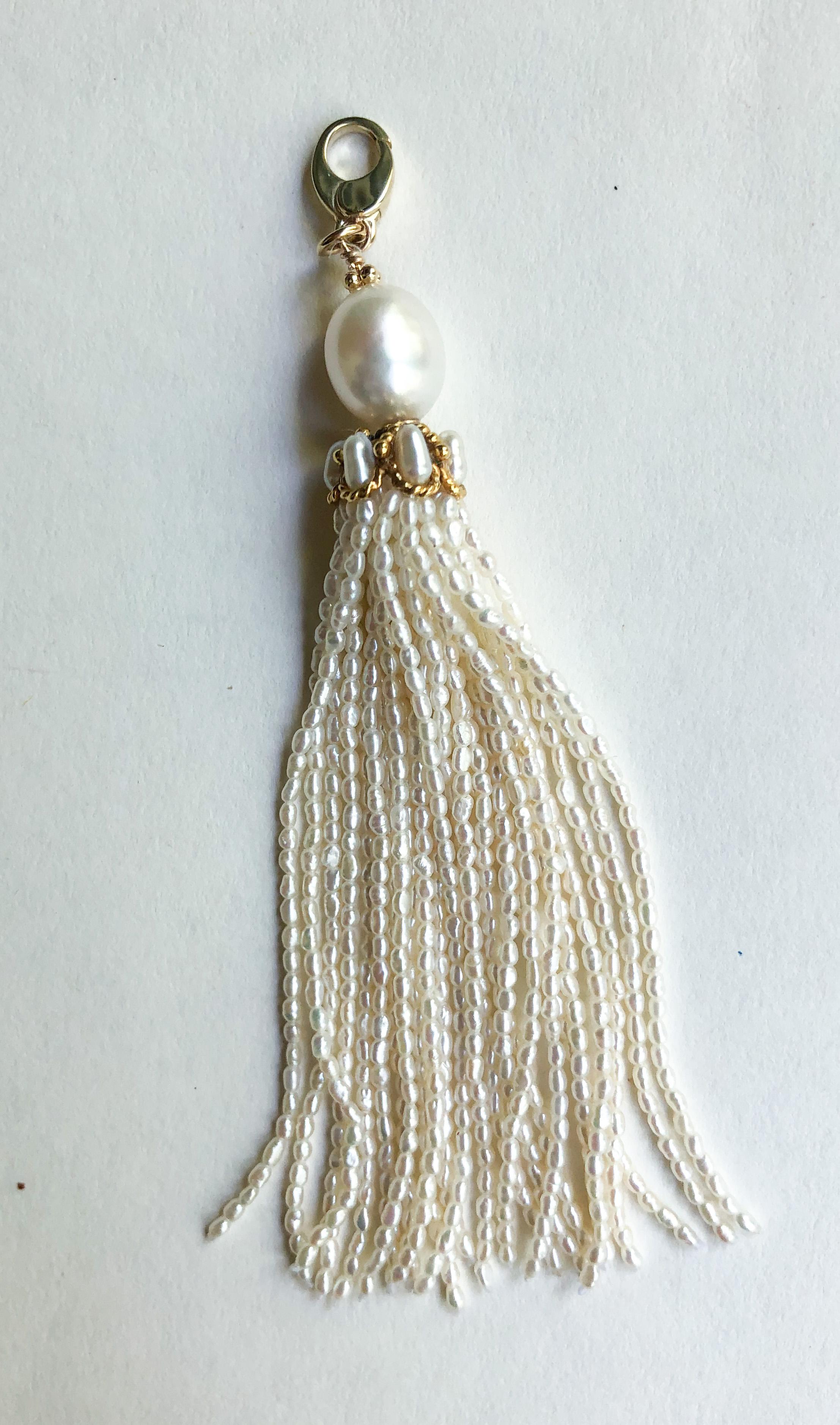 Marina J. Woven Pearl Sautoir with 14k Gold Ring & Removable Pearl Tassel For Sale 4