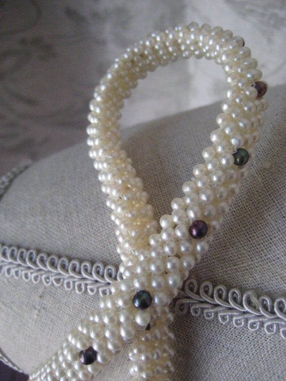 Marina J. Collier en perles tissées avec accents de perles noires et or jaune 14k en vente 10