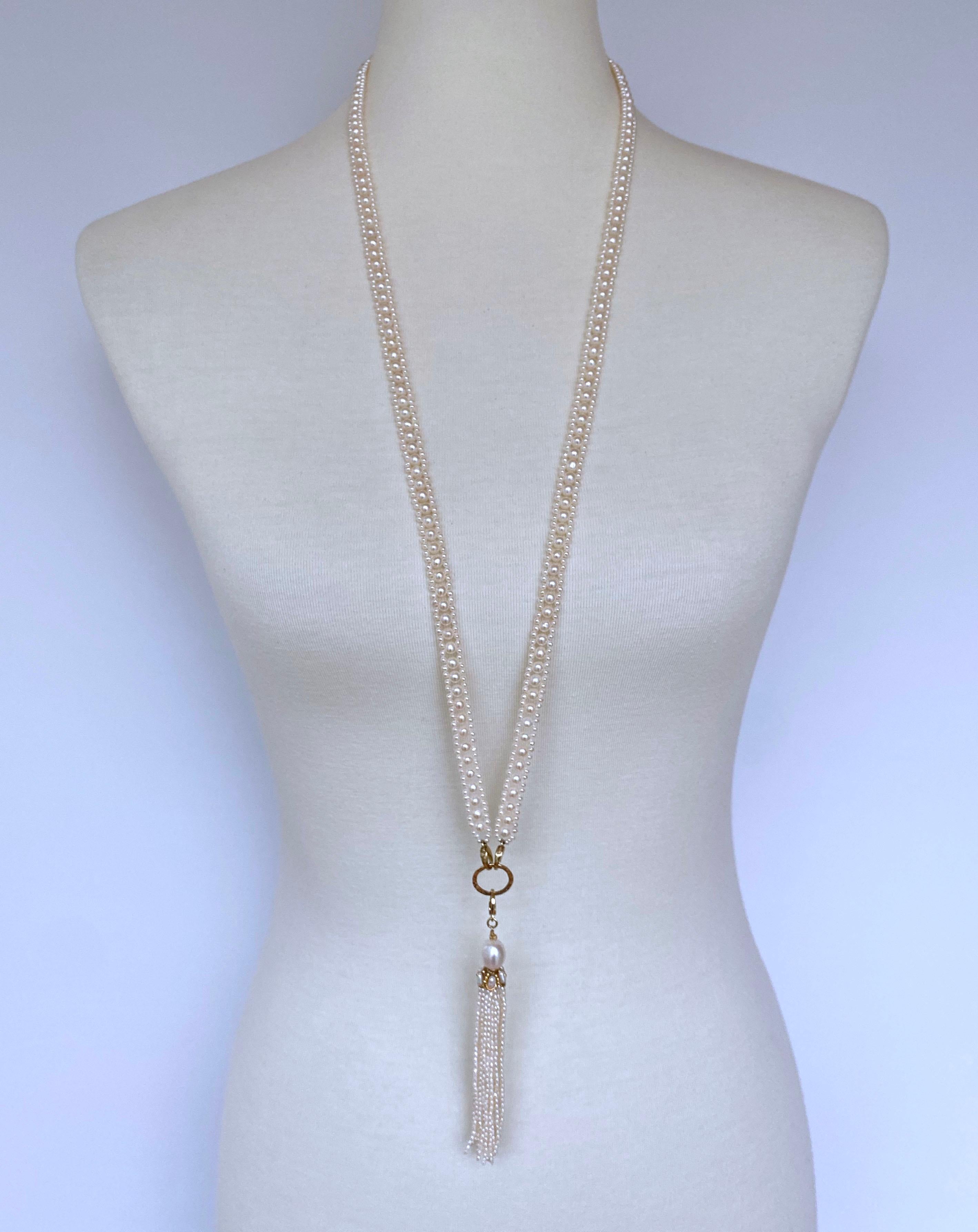 Perlina Marina J. Woven Pearl Sautoir with 14k Gold Ring & Removable Pearl Tassel in vendita