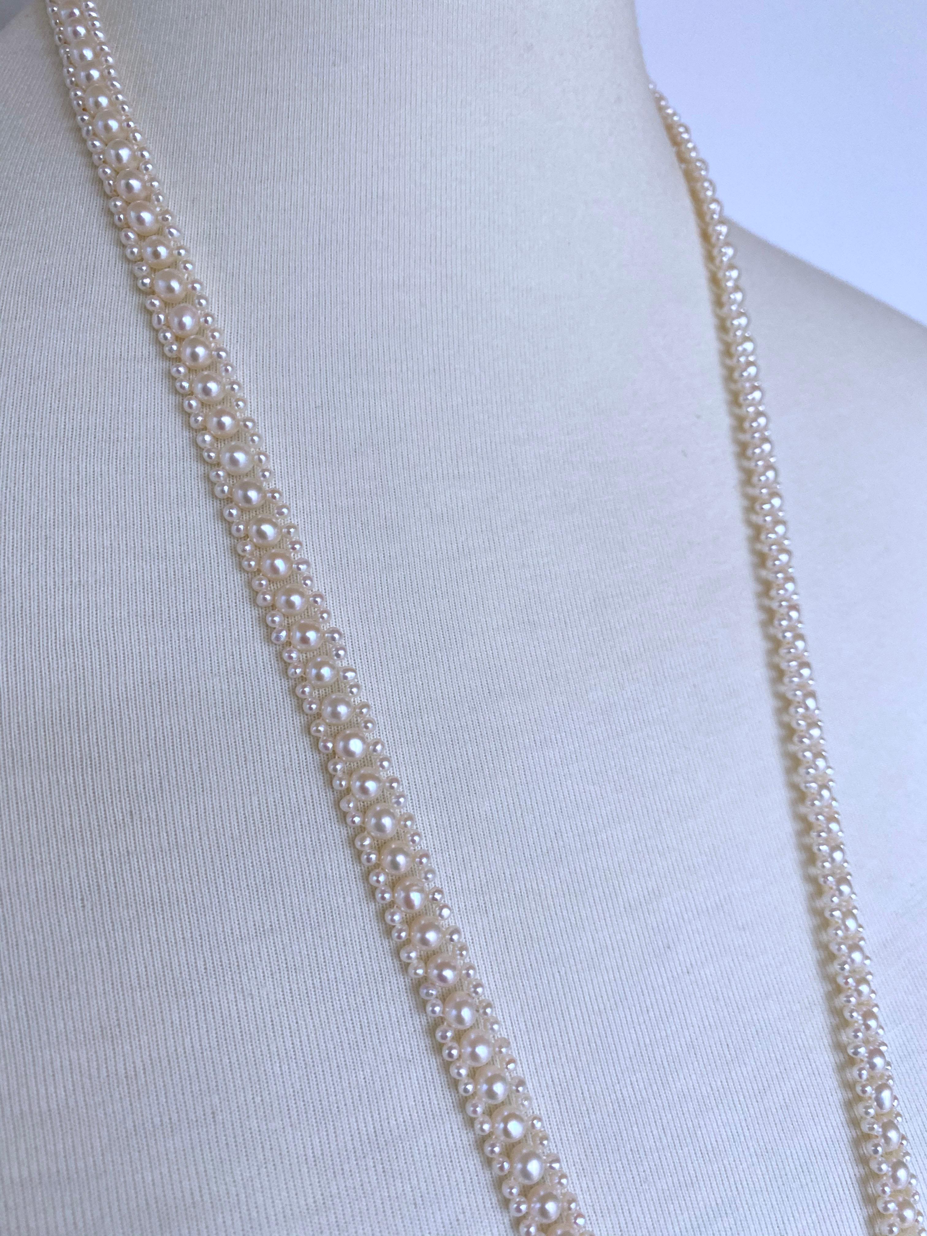 Marina J. Woven Pearl Sautoir with 14k Gold Ring & Removable Pearl Tassel in vendita 1