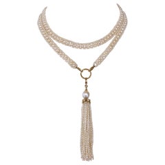 Marina J. Woven Pearl Sautoir with 14k Gold Ring
Removable Pearl Tassel