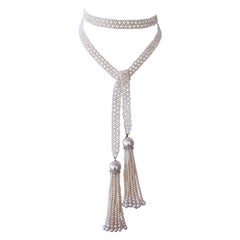 Marina J. Geflochtenes Perlen-Sautoir mit massivem 14k Gelbgold und Diamanten