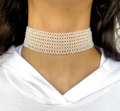 Marina J. Tour de cou en perles de rocaille tissées avec fermoir réglable en argent plaqué rhodium