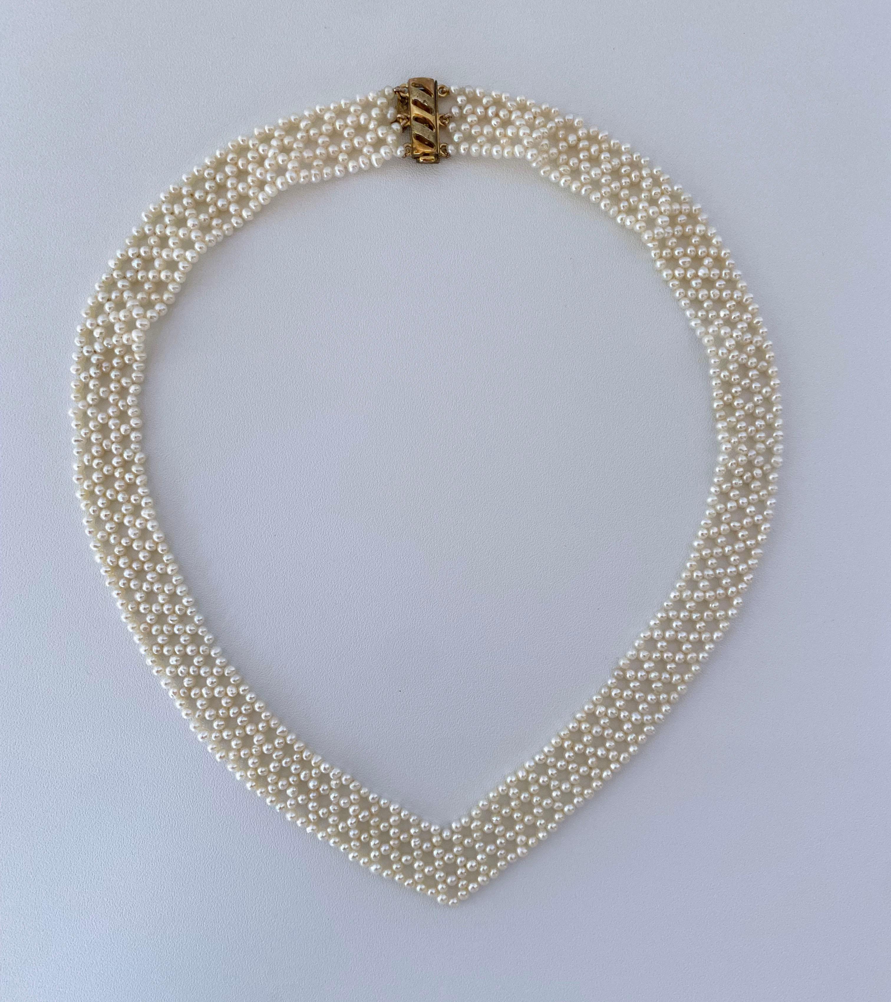 Marina J Woven 'V' Shaped Pearl Necklace with Vintage Brooch 10