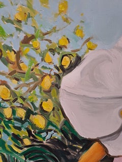 "Blooming Bonds Among Lemon Trees" _ figurative oil painting