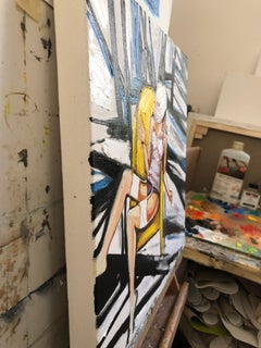 Young lady on yellow chair