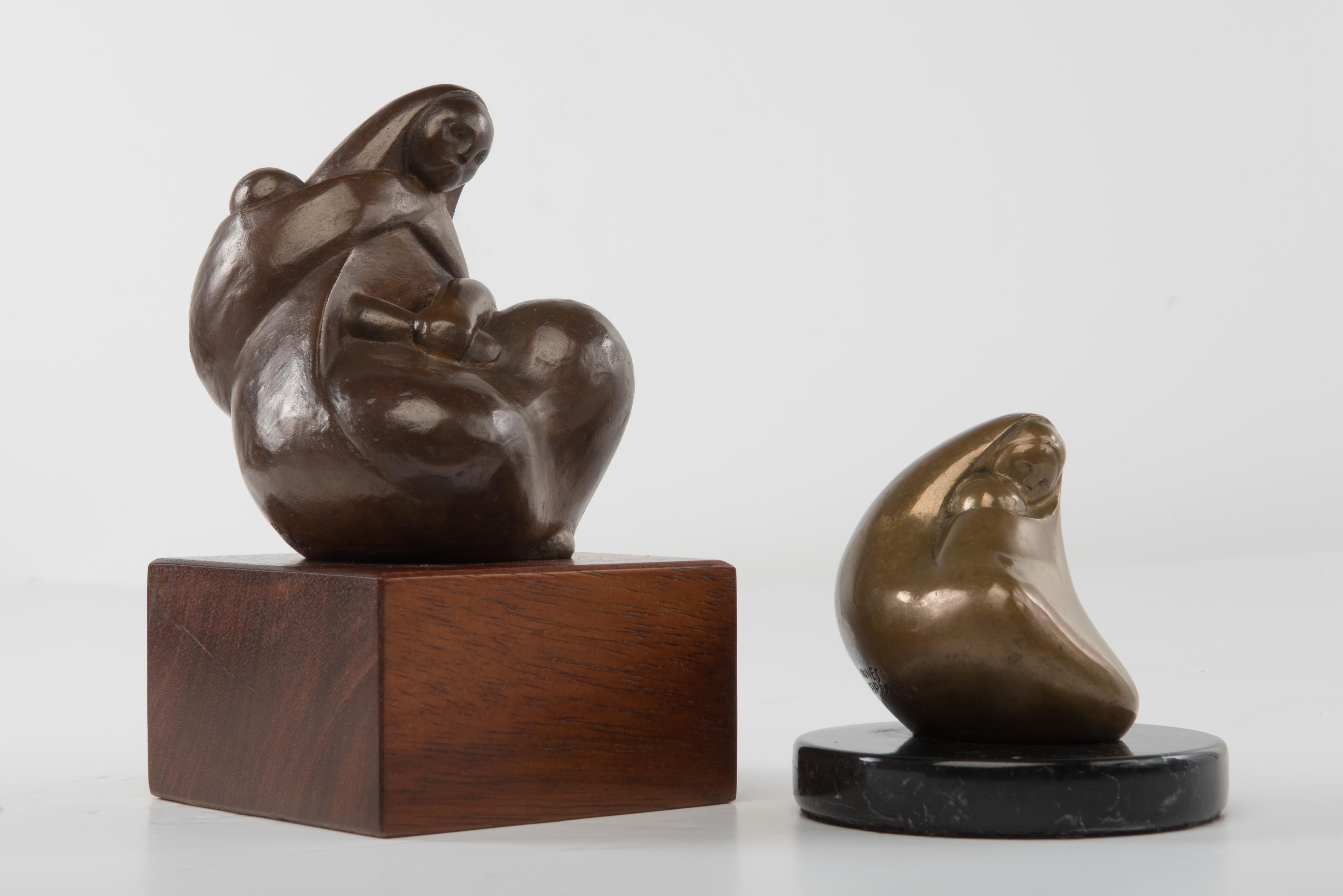 Marina Nunez Del Prado Bronze Sculpture Mother and Child Bolivia Latin American 7