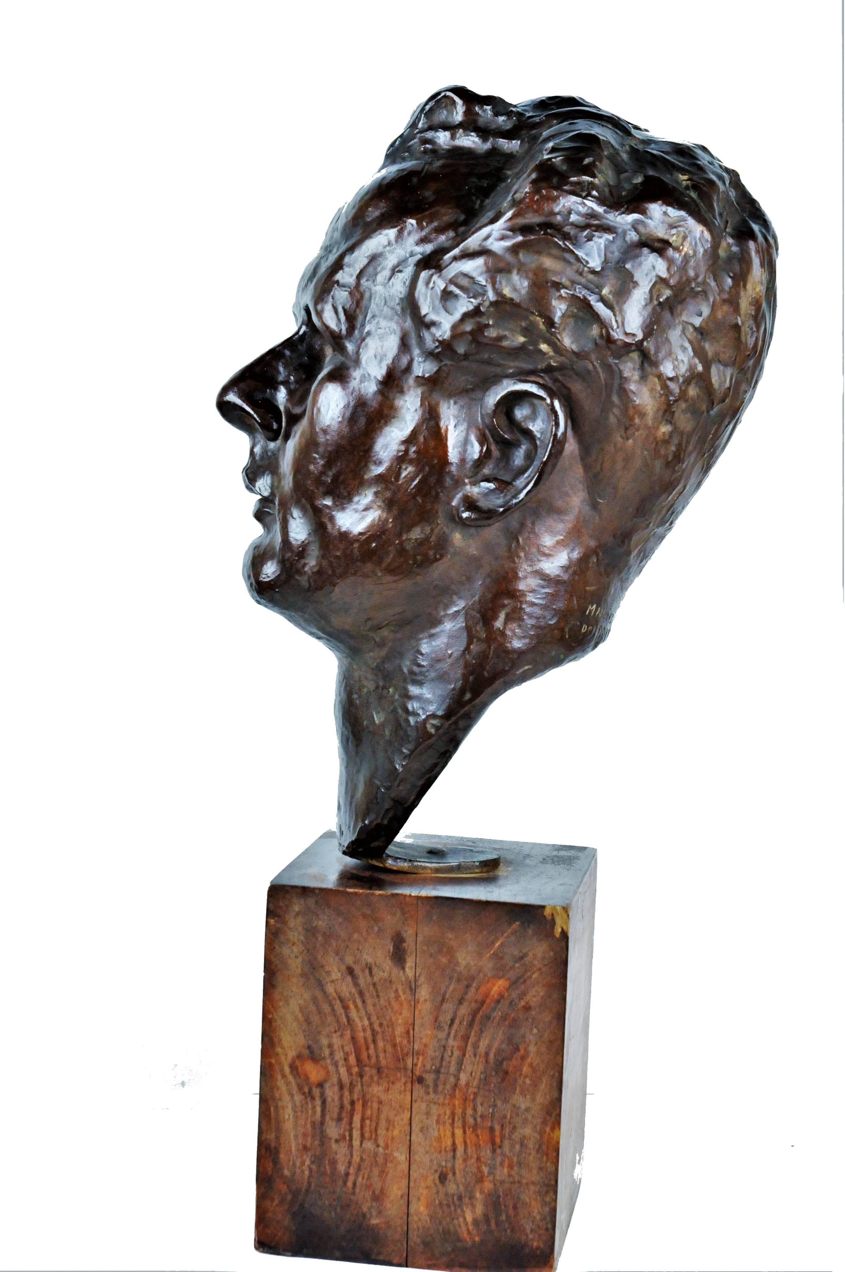 Art Déco Marina Núñez del Prado, Testa, scultura in bronzo patinato, anni '30 in vendita