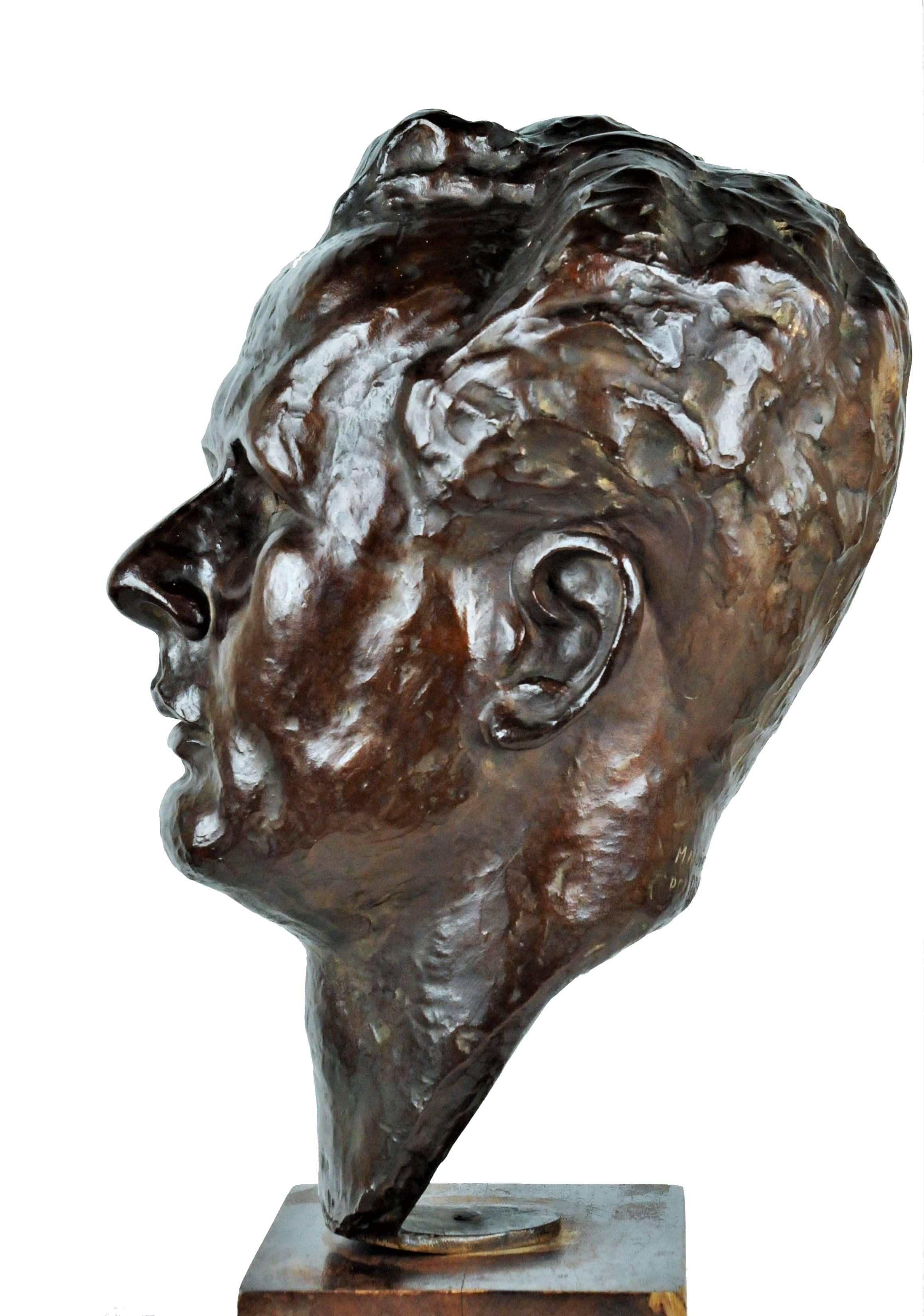 Marina Núñez del Prado, Kopf, Skulptur aus patinierter Bronze, 1930er Jahre (Bolivianisch) im Angebot