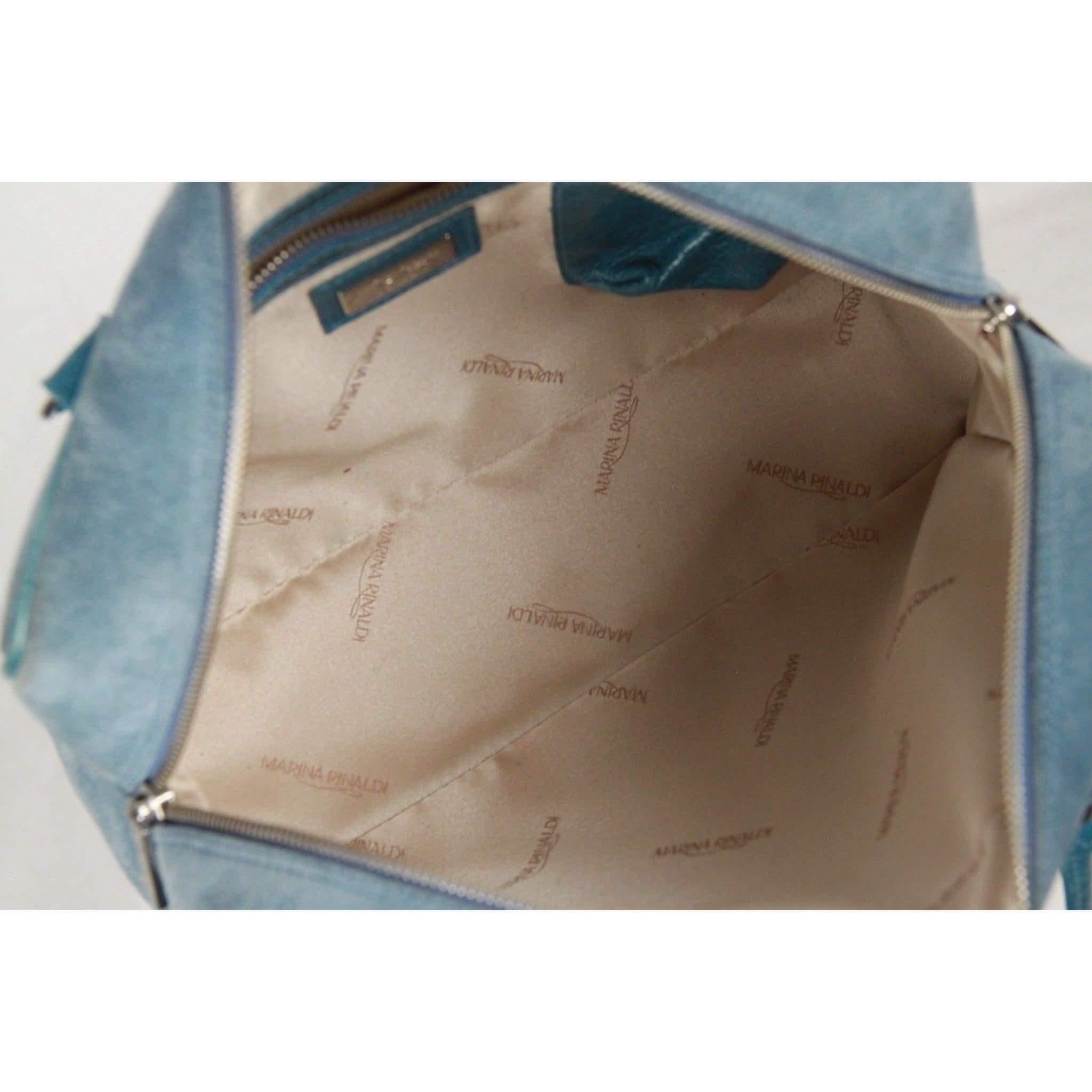 Women's Marina Rinaldi Light Blue Suede Satchel Bag Handbag